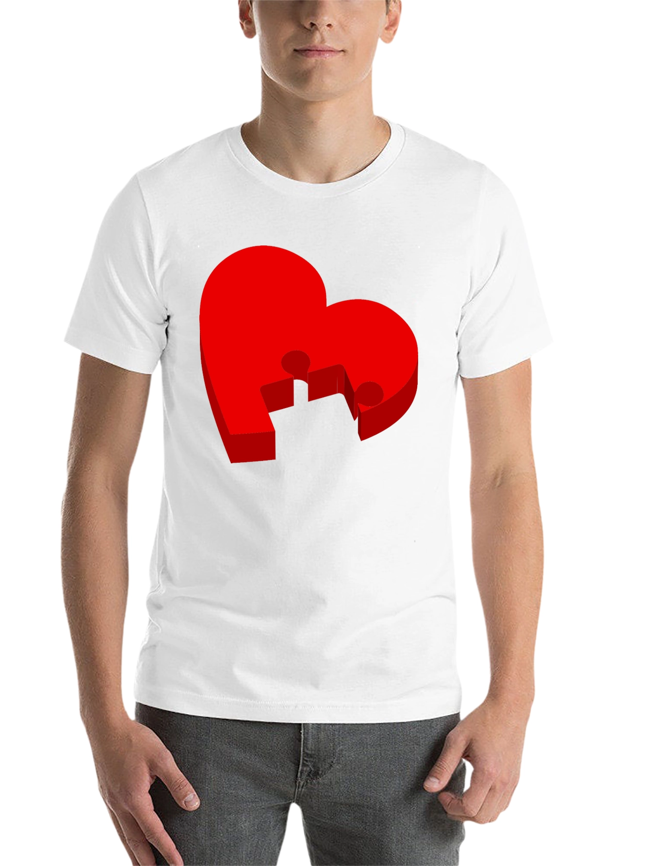 Black Heart Puzzle Piece Graphic Tee - Black T-Shirt view 14