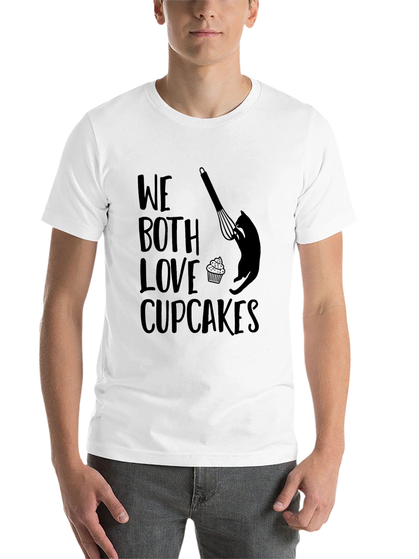 Black We Both Love Cupcakes T-Shirt - Cat & Whisk Design view 14