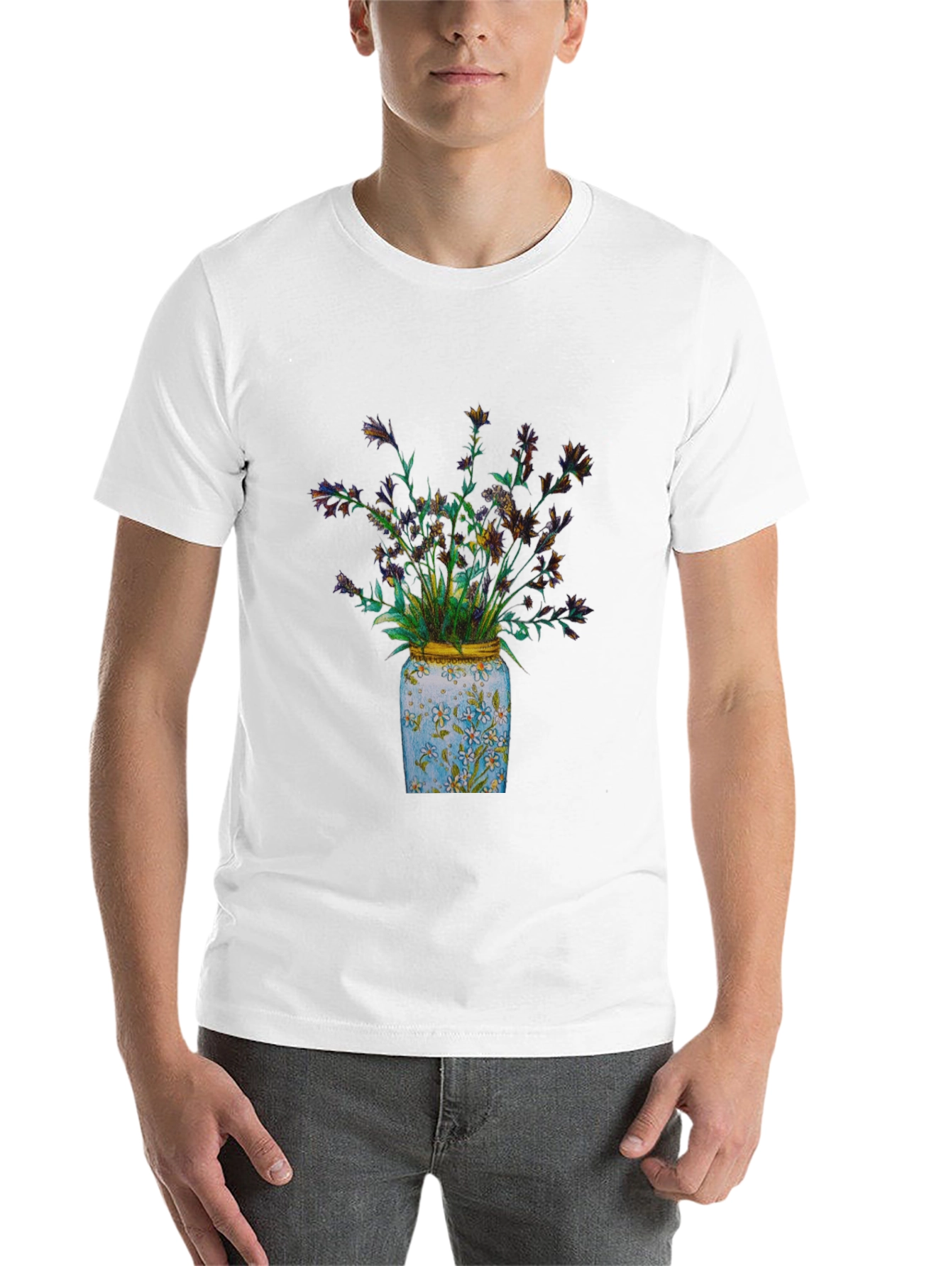Black Floral Jar Graphic Tee - Soft Cotton Blend view 14