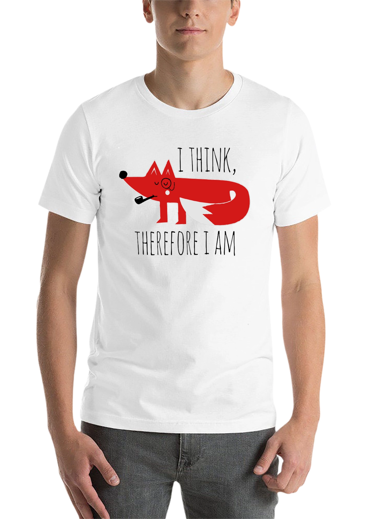 Black Philosophical Fox Graphic Tee - 'I Think, Therefore I Am' view 14