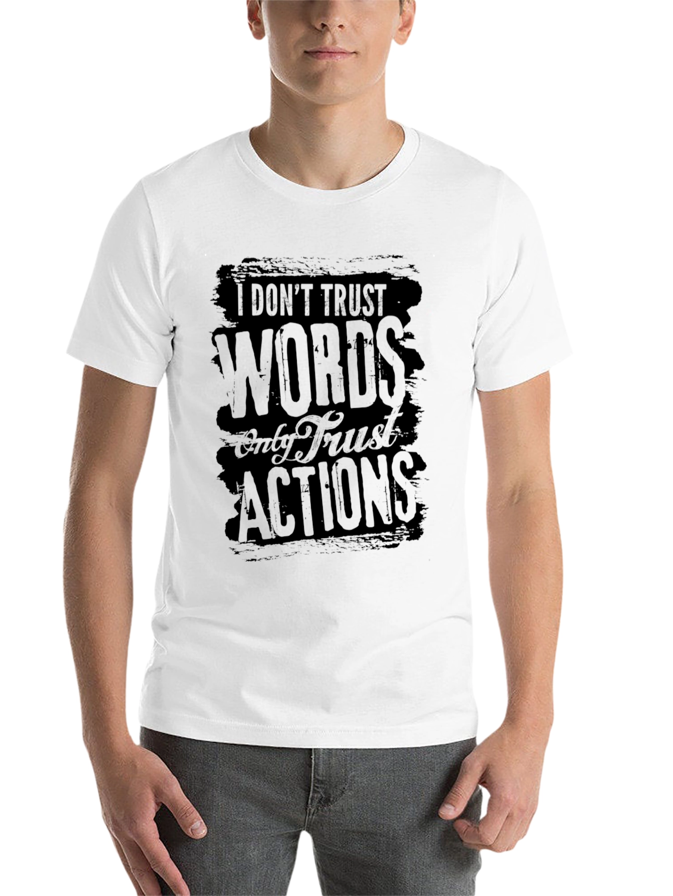 Black I Don't Trust Words Graphic Tee - Black view 14