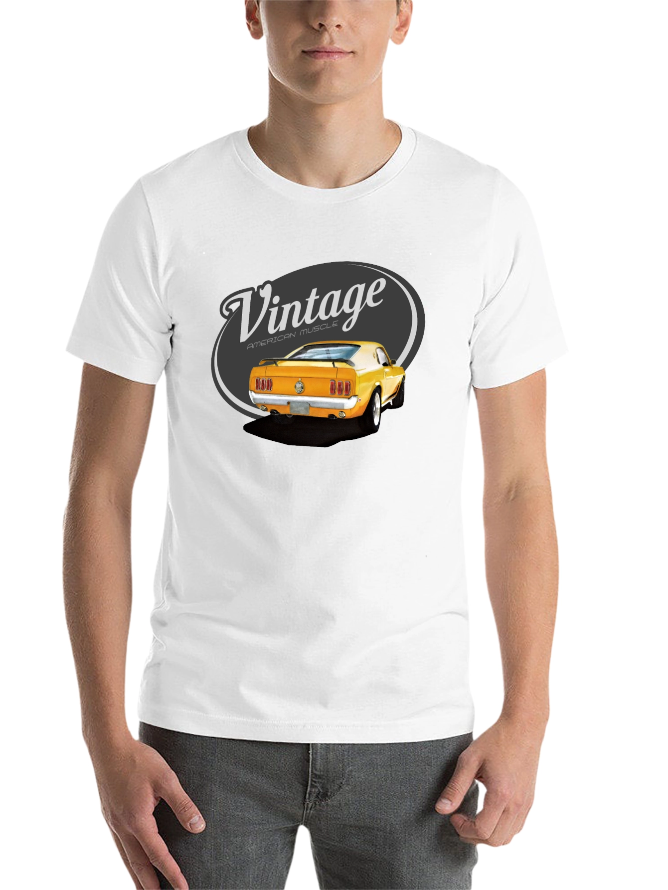 Black Vintage American Muscle Car T-Shirt view 14