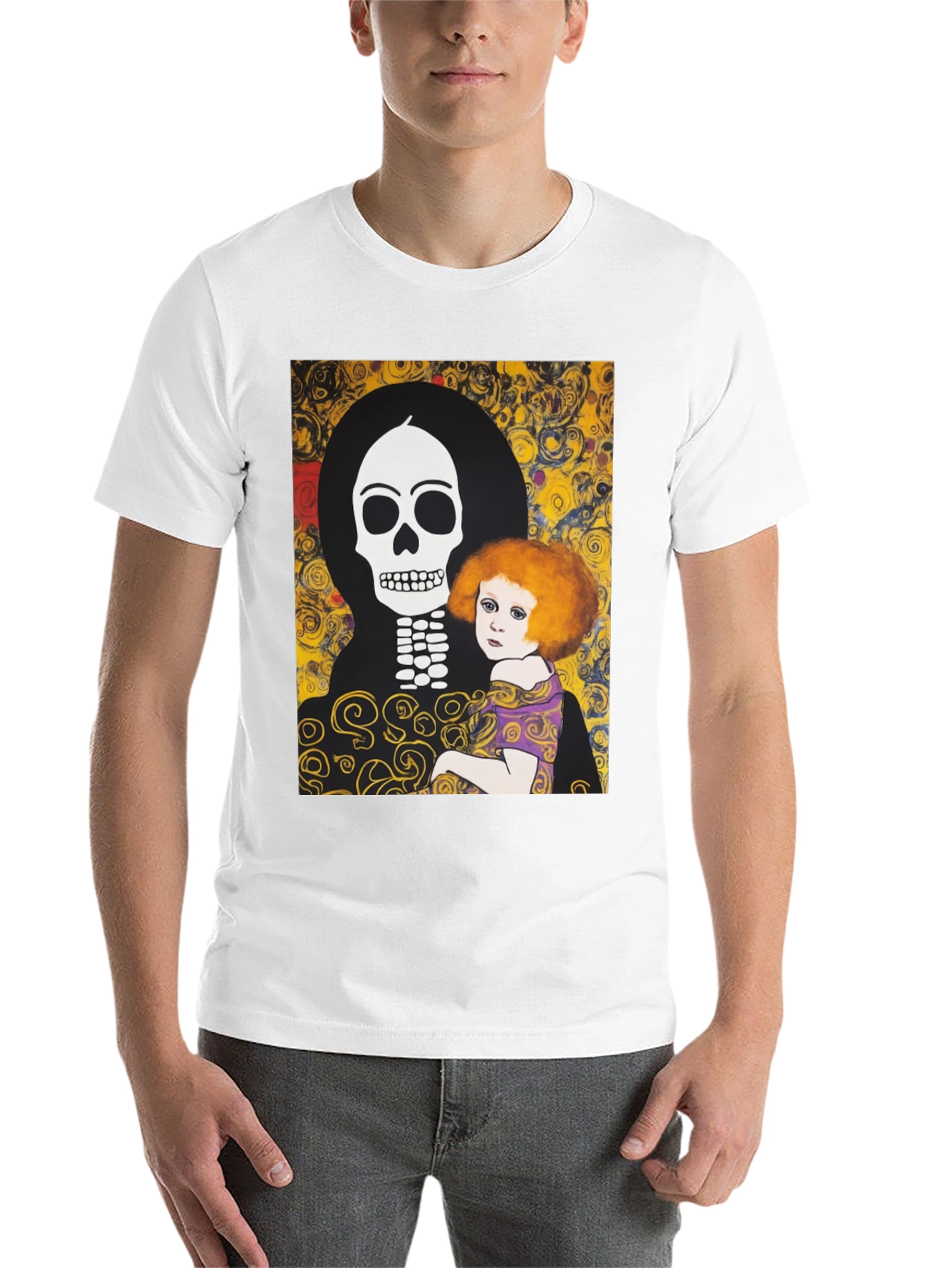 Black Klimt Death & Life Graphic Tee - Dark Humor Art view 14