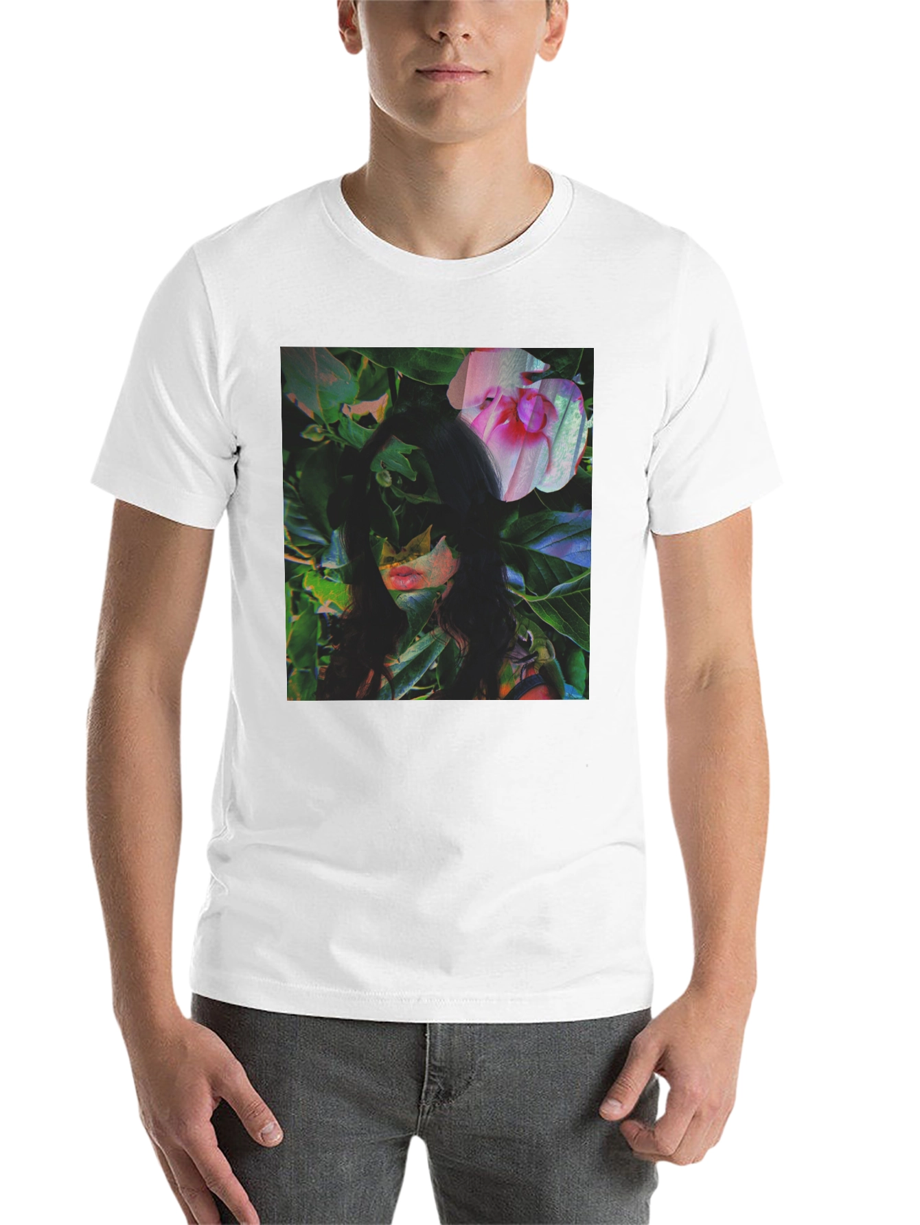 Black Floral Portrait Graphic Tee - Black Cotton Blend view 14