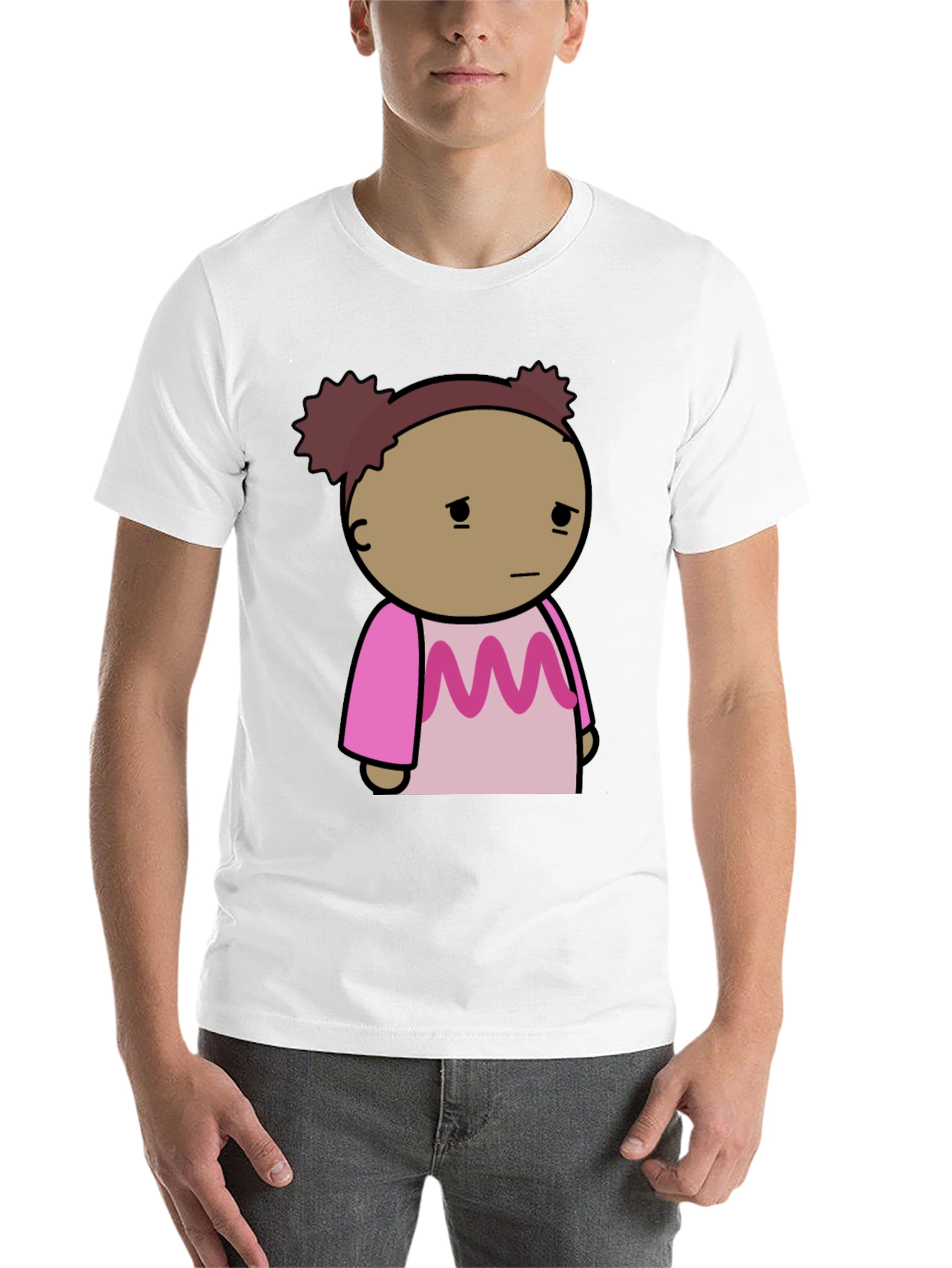 Black Sad Girl Cartoon Graphic T-Shirt view 14