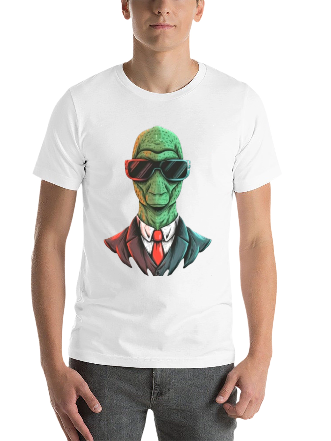 Black Alien in Suit Graphic T-Shirt view 14