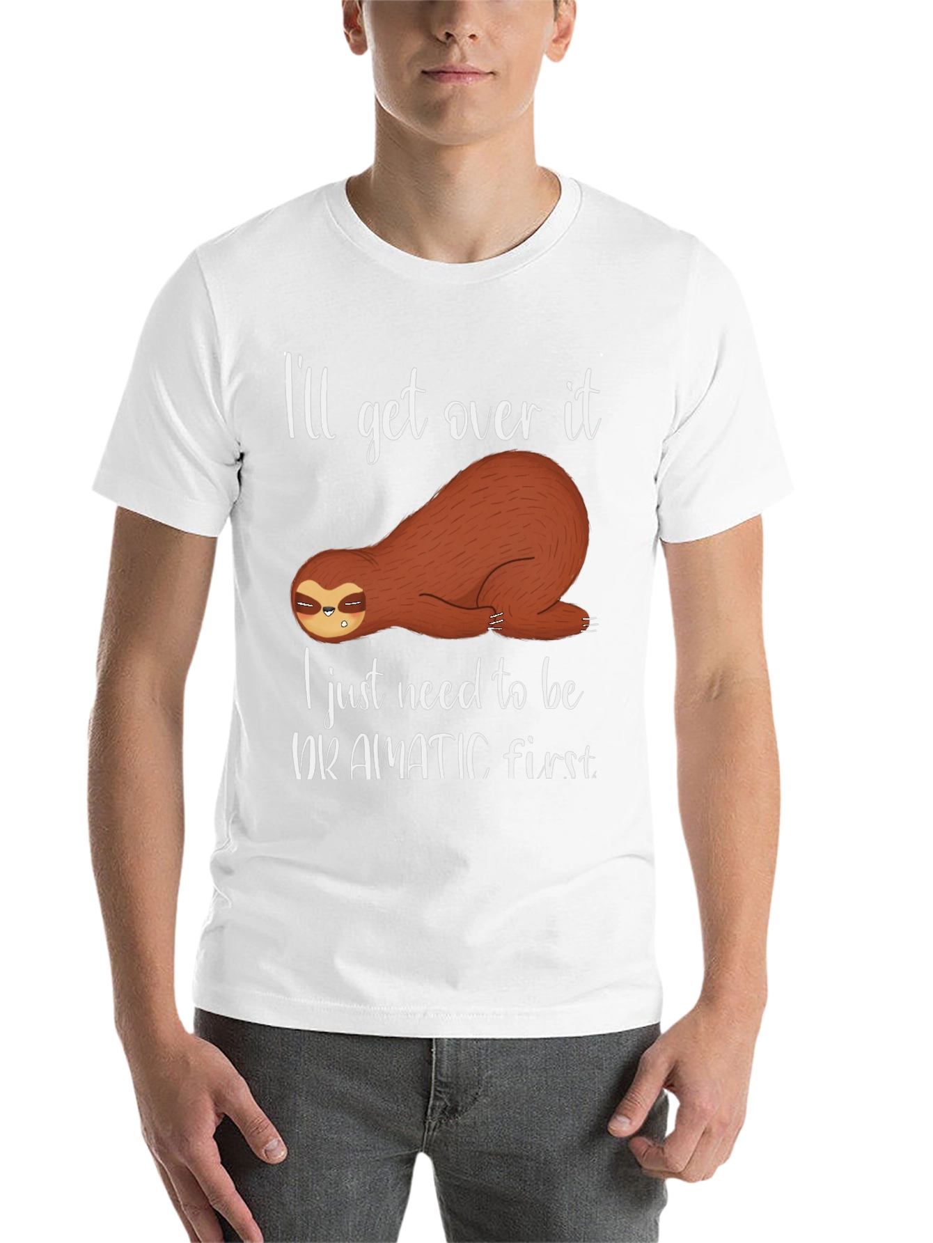 Black Dramatic Sloth T-Shirt - Funny Graphic Tee view 14
