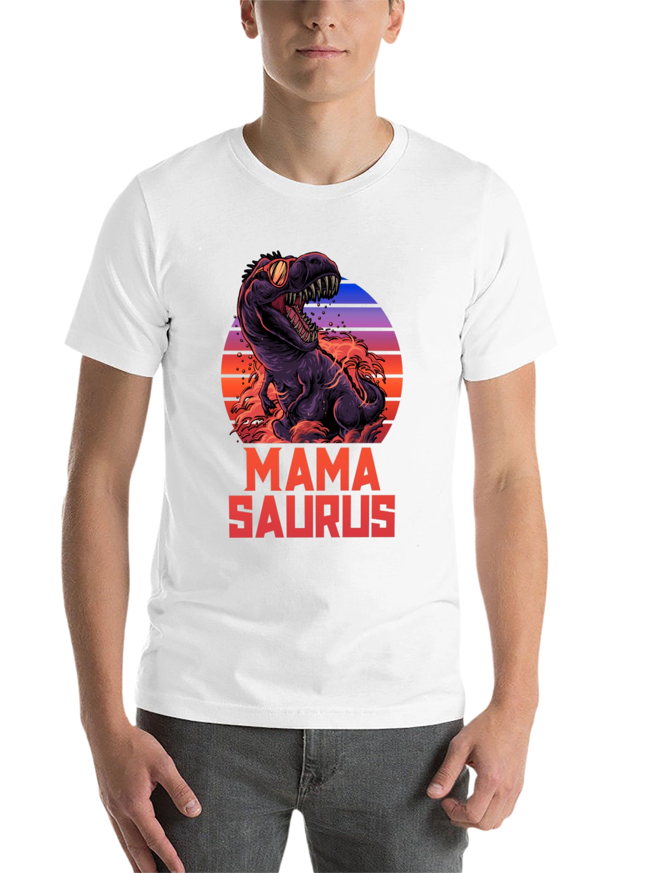 Black Mama Saurus Dinosaur Graphic T-Shirt view 14
