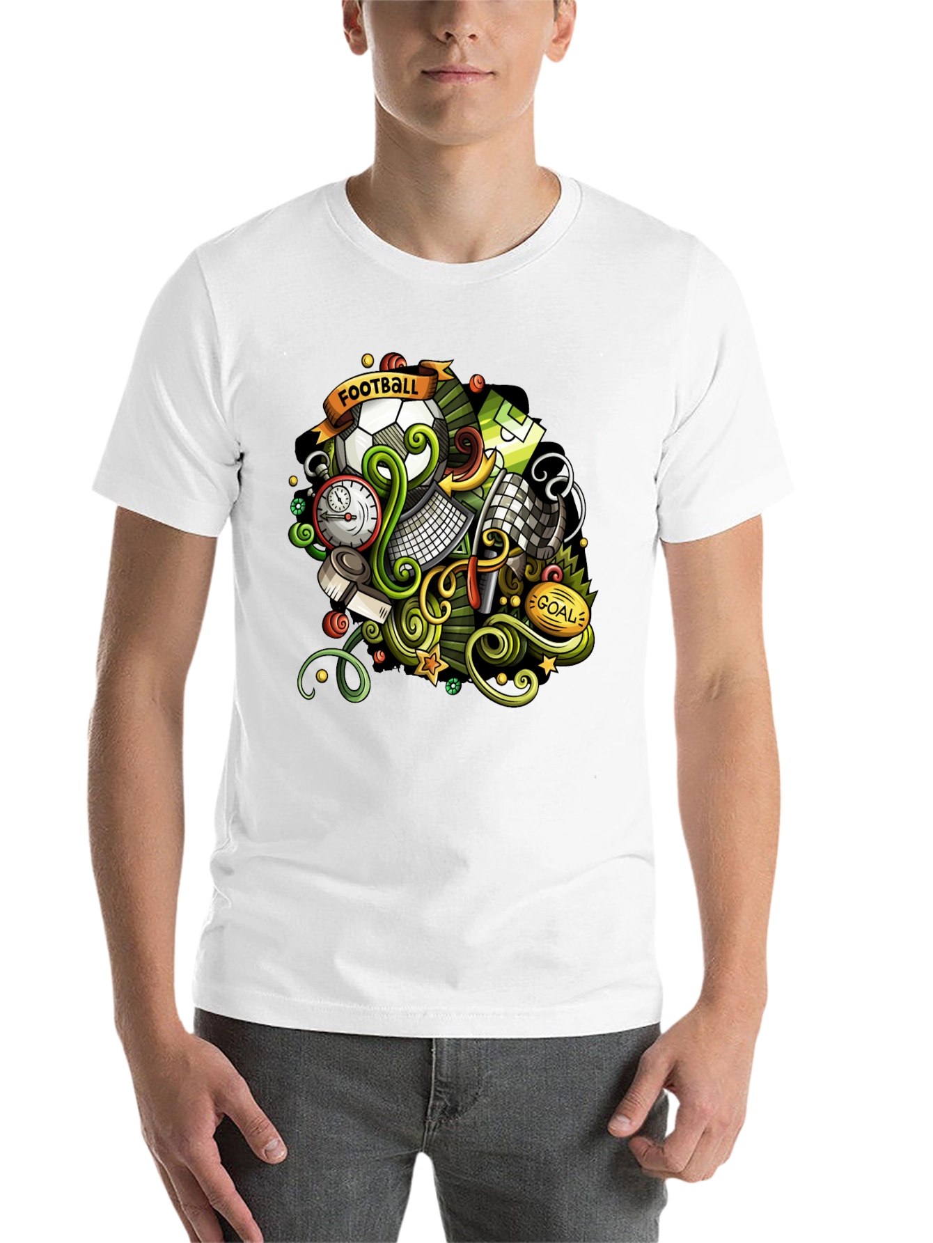 Black Football Cartoon Graphic T-Shirt view 14