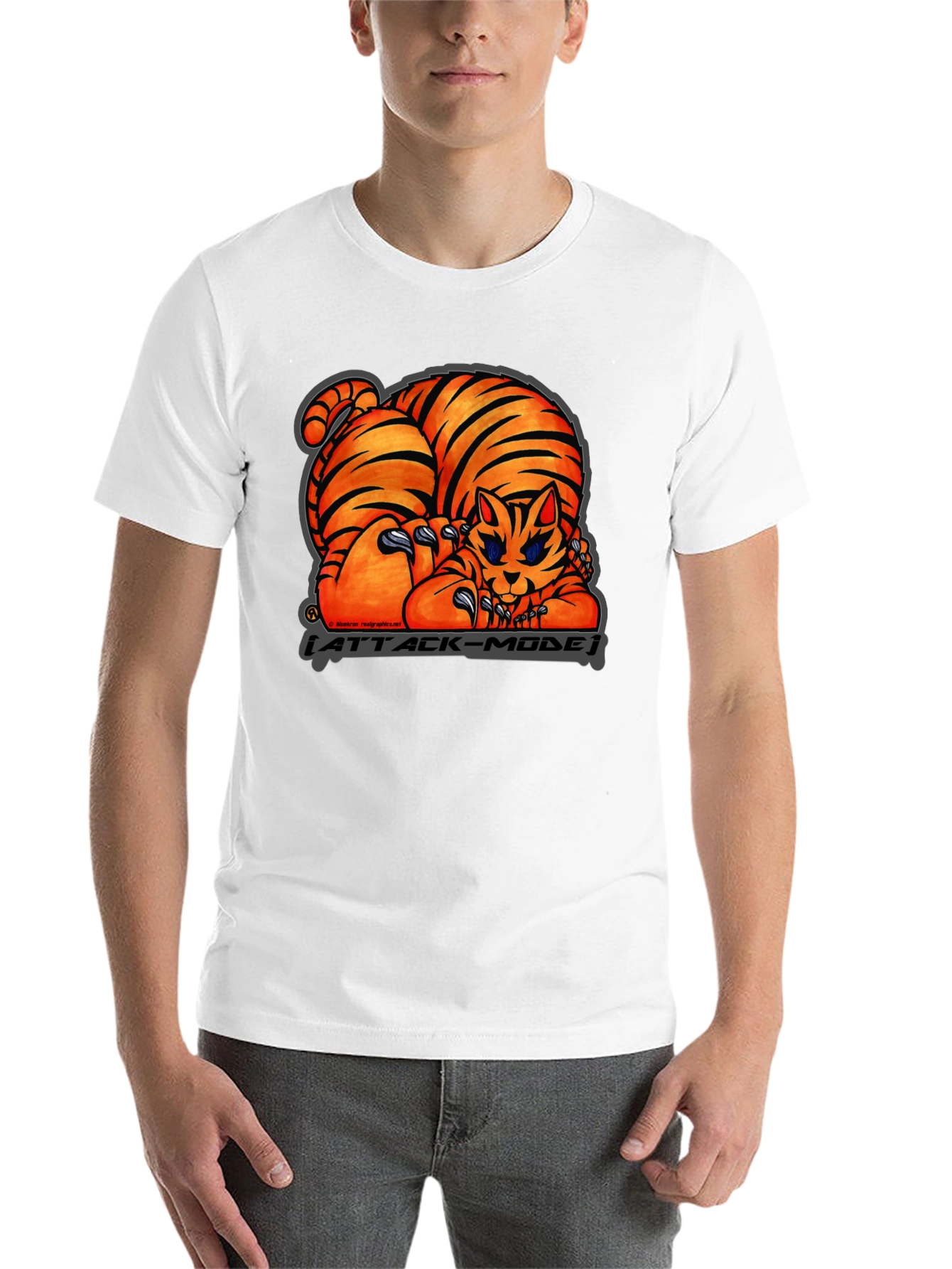 Black Attack Mode Tiger Graphic T-Shirt, Cotton Blend, Casual Wear view 14