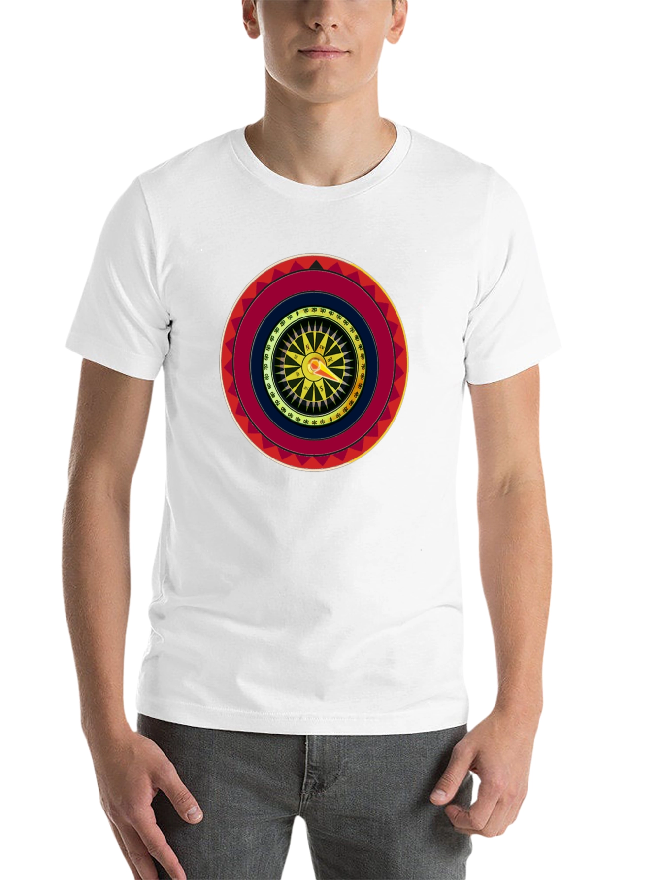 Black Compass Graphic Print Crew Neck T-Shirt view 14