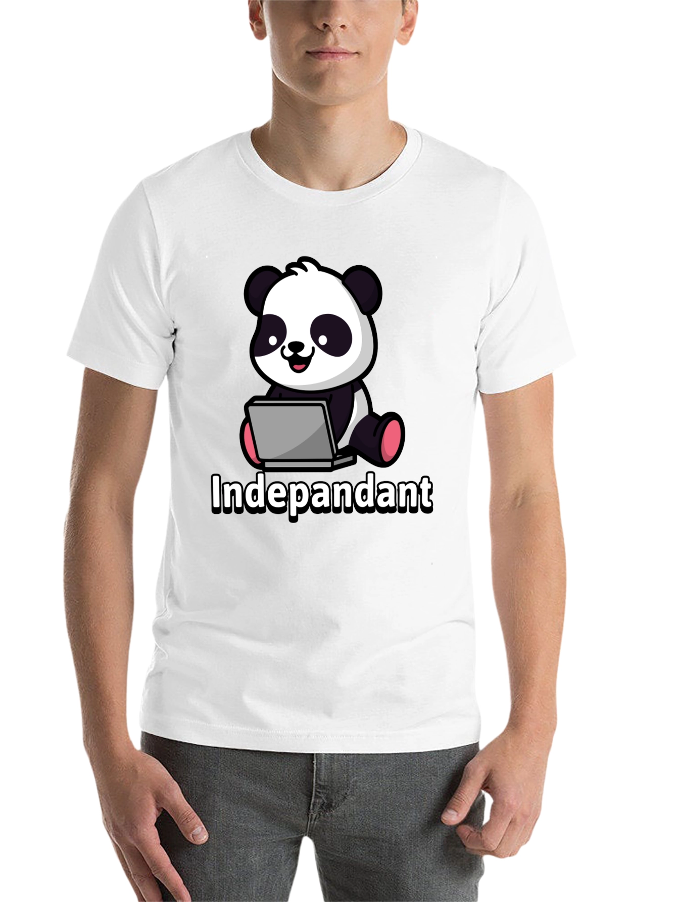 Black Independant Panda Graphic Tee - Soft Black Cotton T-Shirt view 14