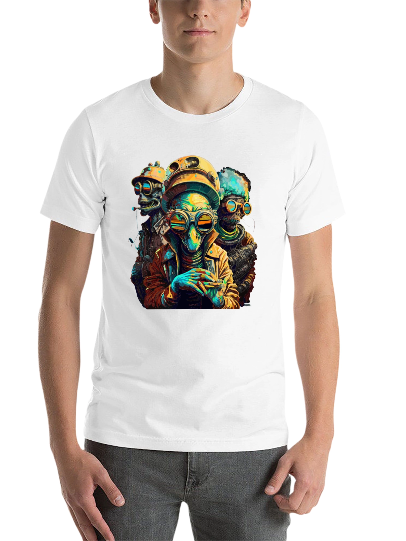 Black Retro Alien Crew Graphic T-Shirt view 14