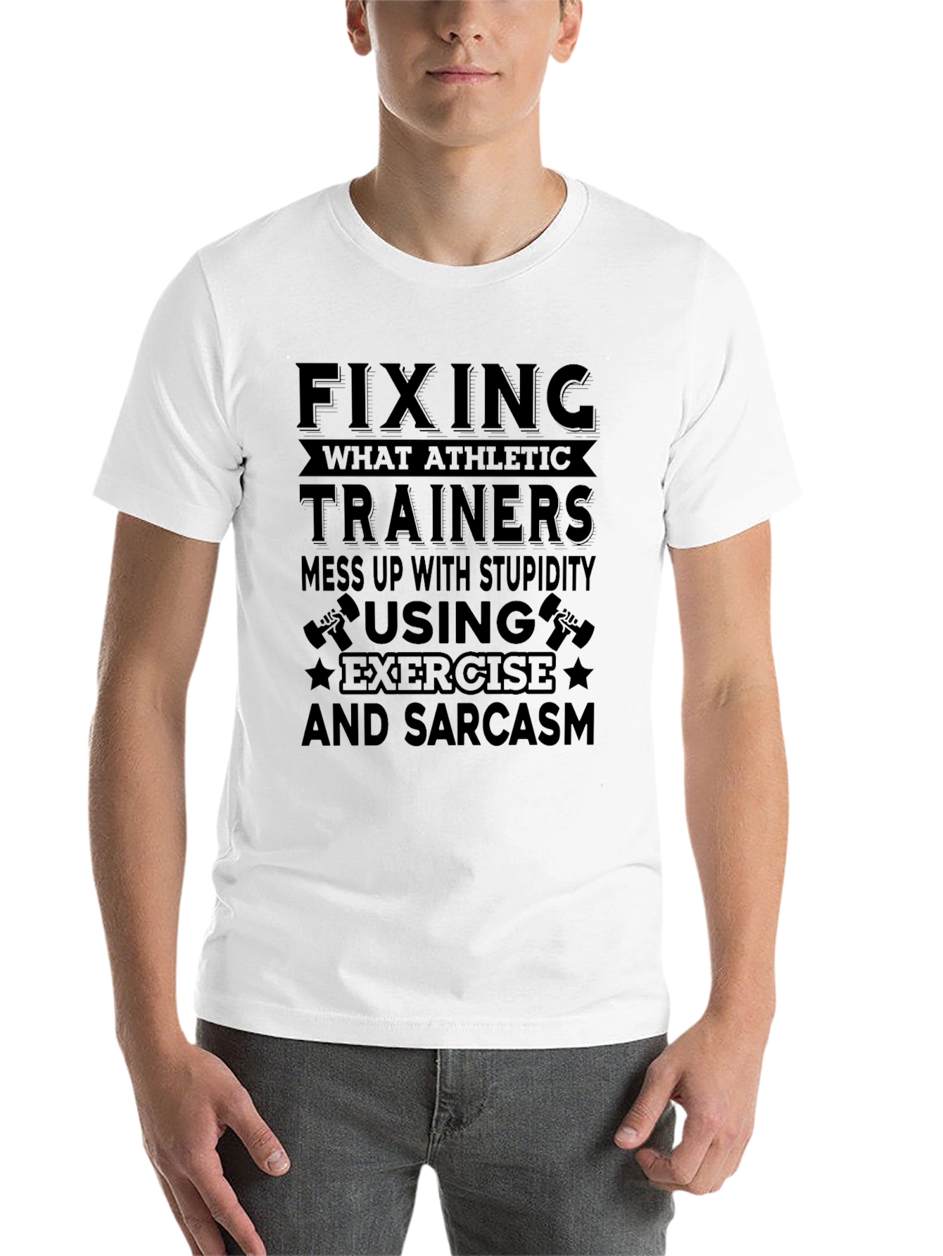 Black Funny Athletic Trainer T-Shirt - Exercise & Sarcasm view 14
