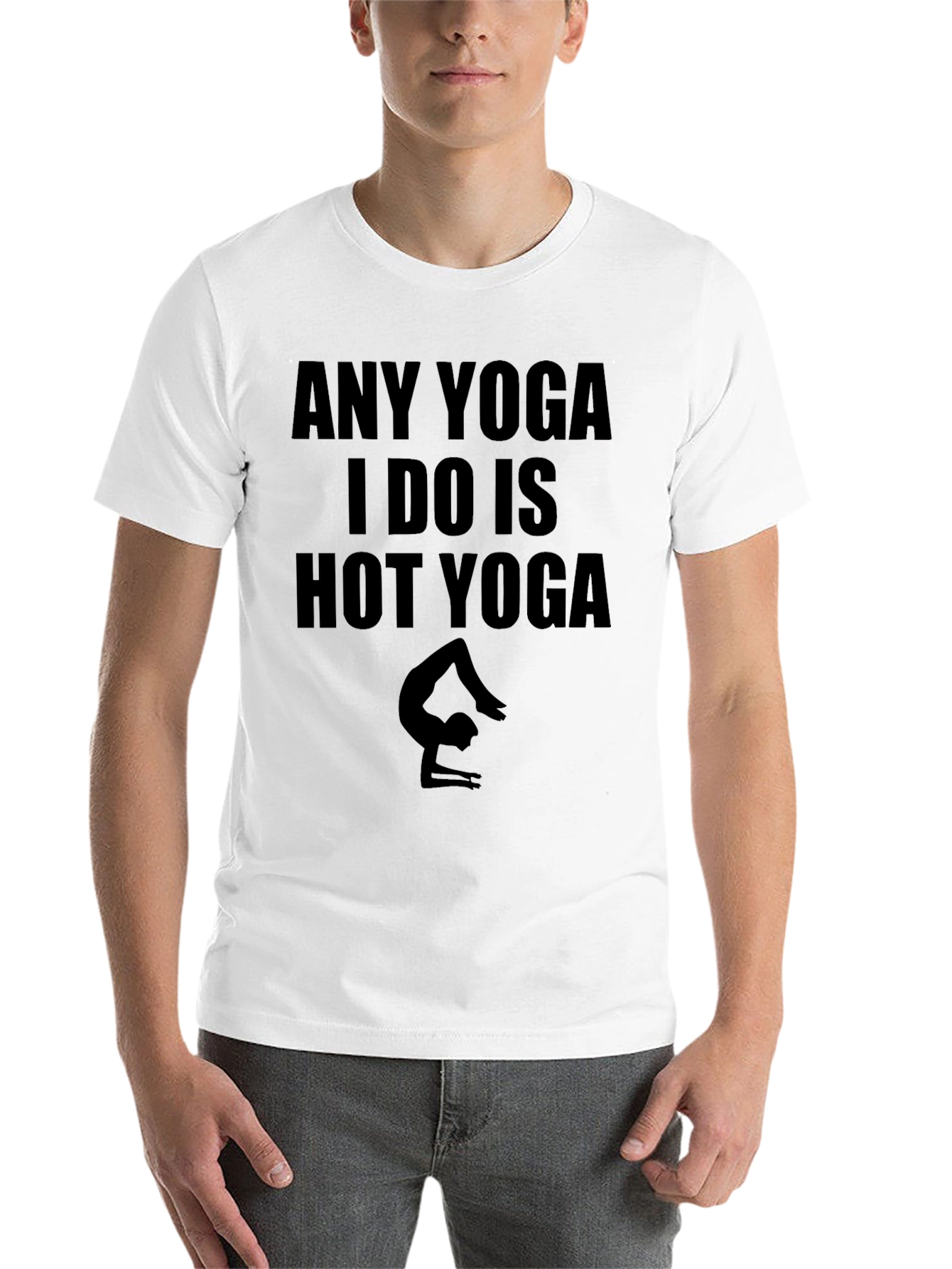 Black Funny Yoga T-Shirt - Any Yoga I Do Is Hot Yoga view 14
