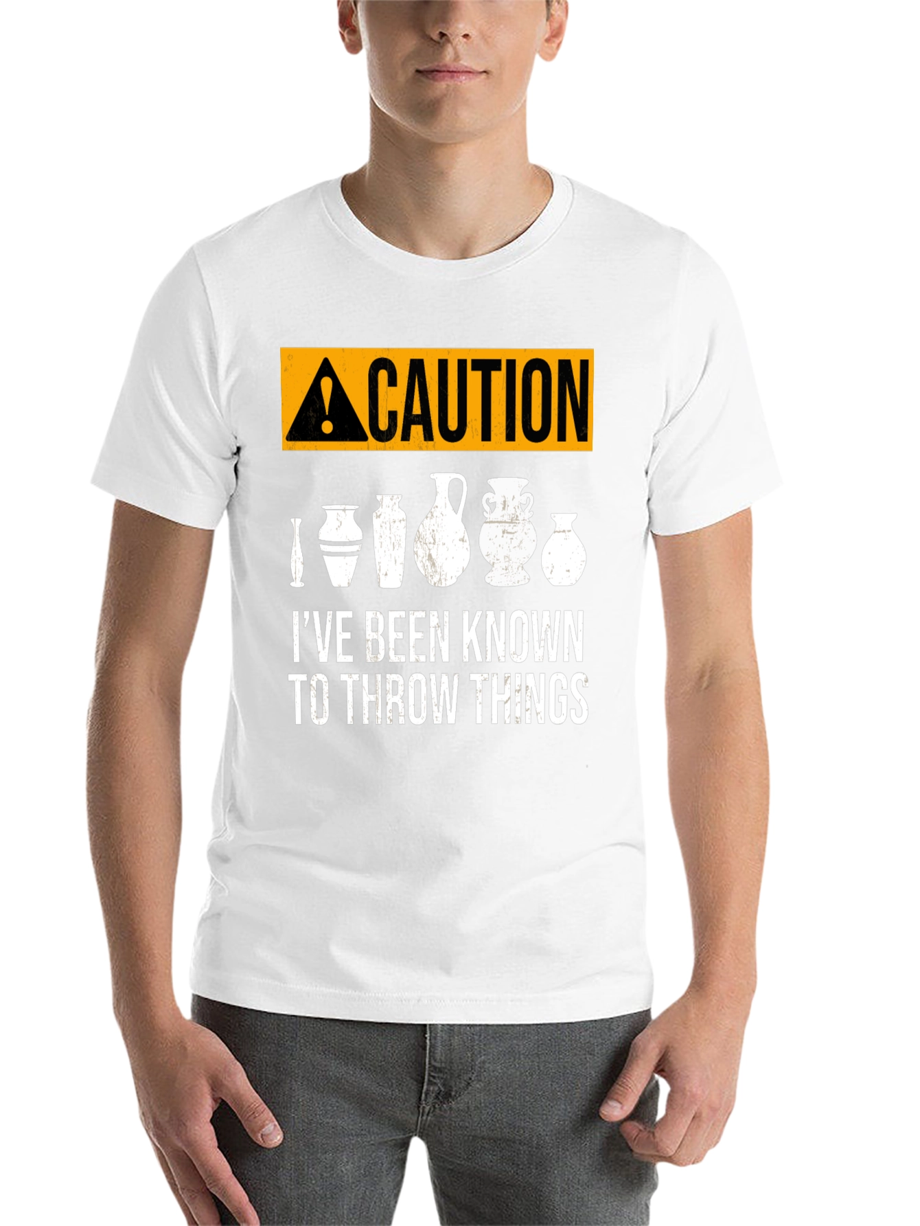 Black Caution: I Throw Things - Pottery T-Shirt view 14