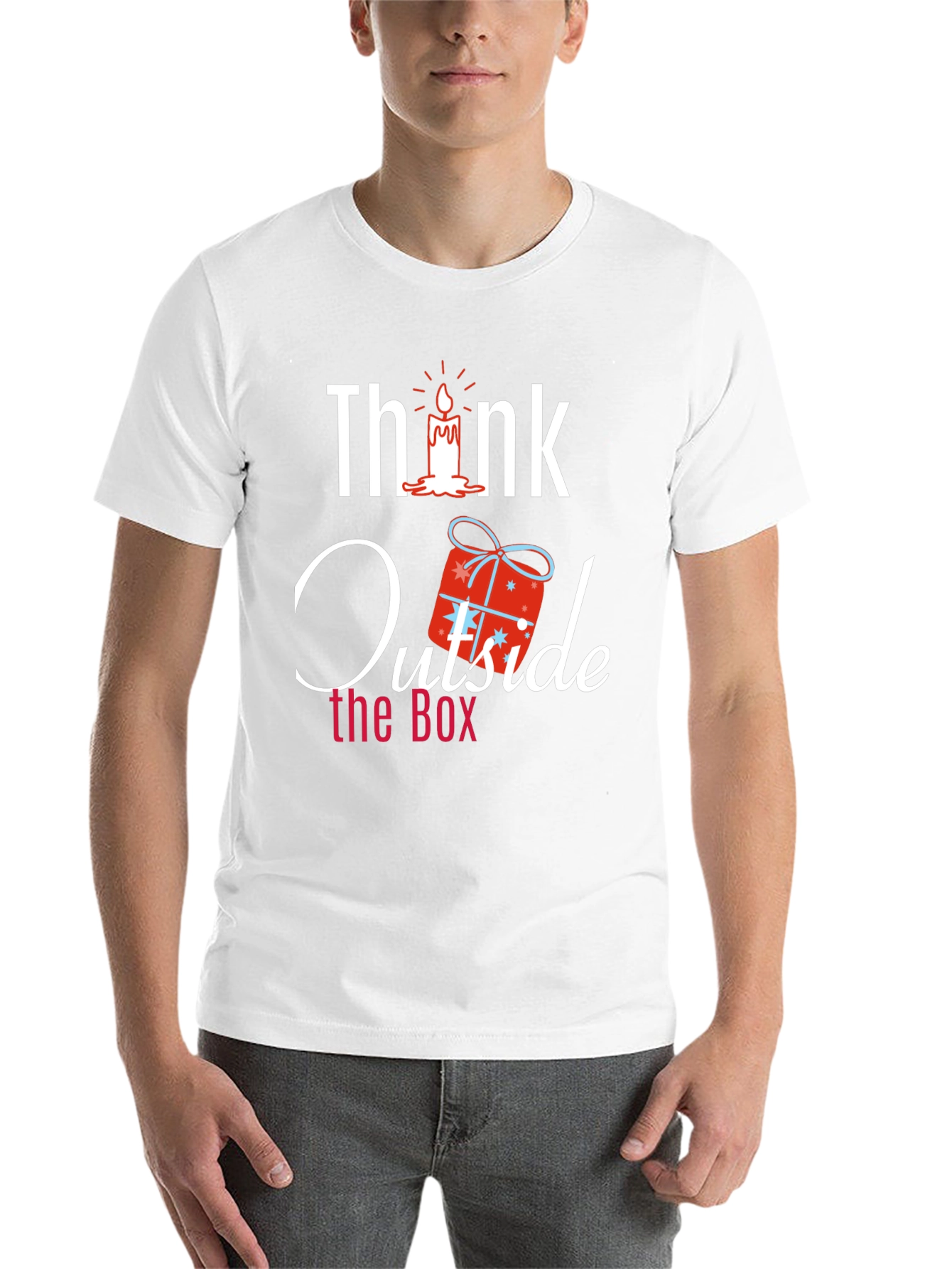 Black Think Outside the Box Novelty Graphic T-Shirt view 14