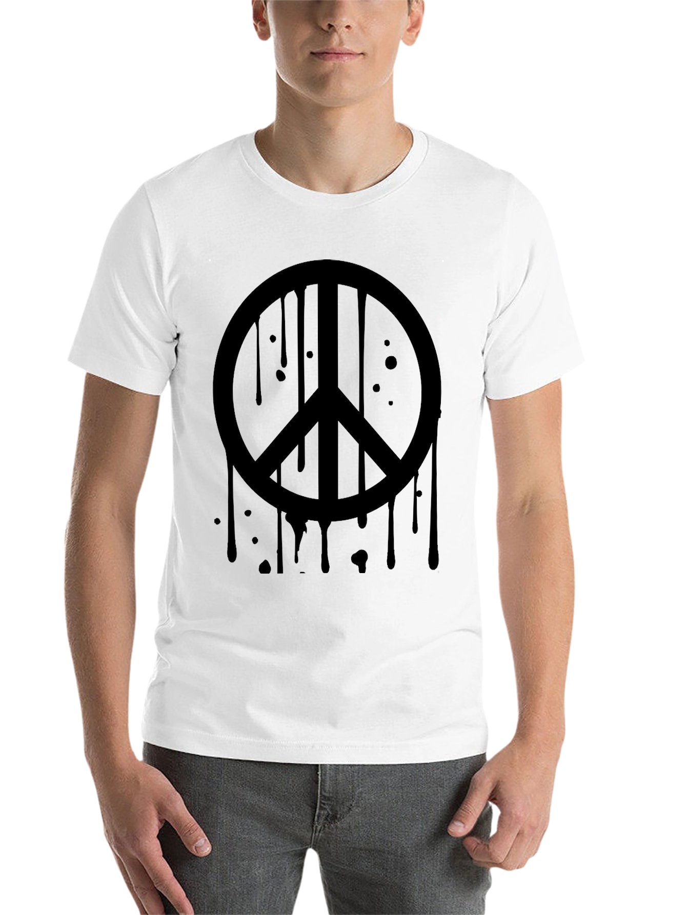 Black Black Peace Sign Drip Graphic Tee - Soft Cotton Casual view 14