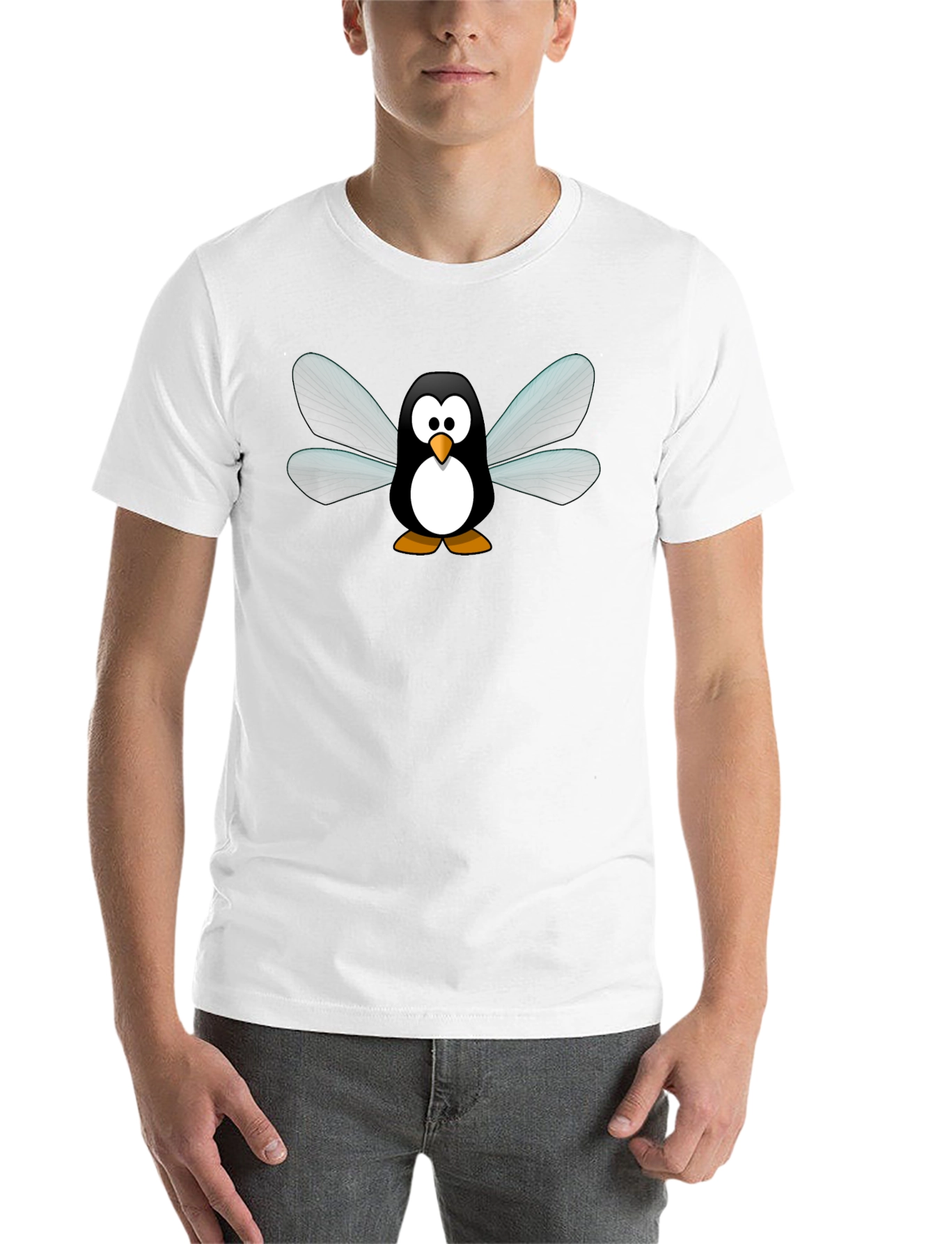 Black Penguin Fly T-Shirt - Soft Cotton Graphic Tee view 14