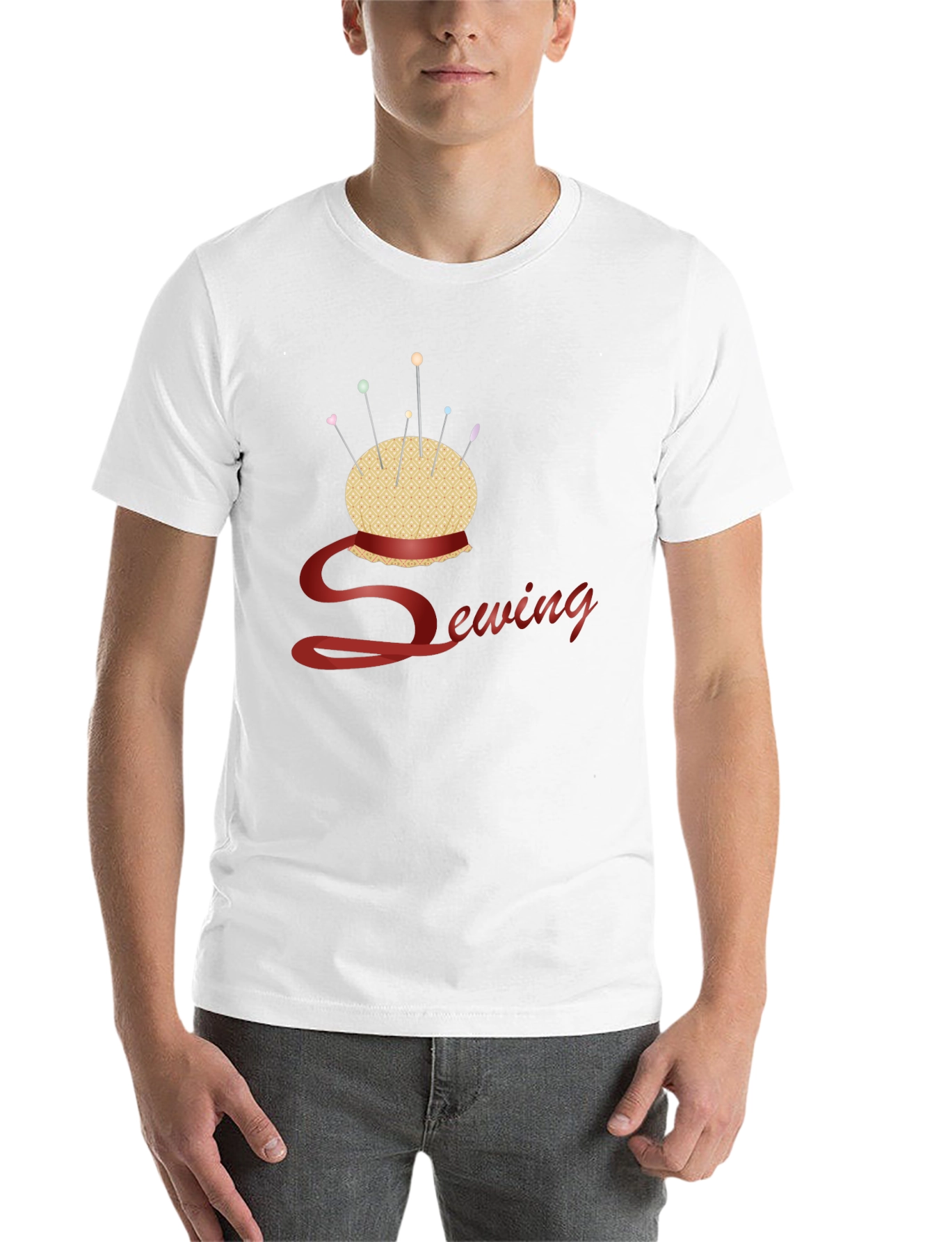 Black Sewing Themed Black T-Shirt view 14