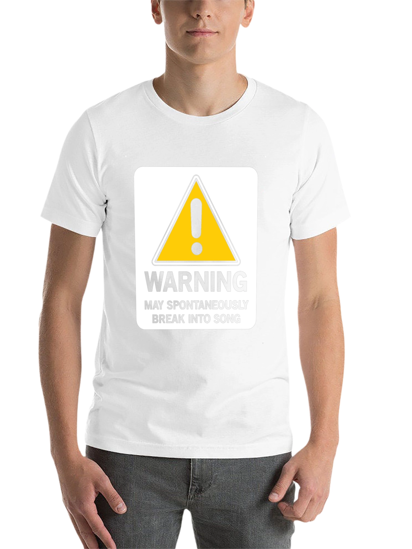 Black Warning May Spontaneously Break Into Song - Funny T-Shirt view 14