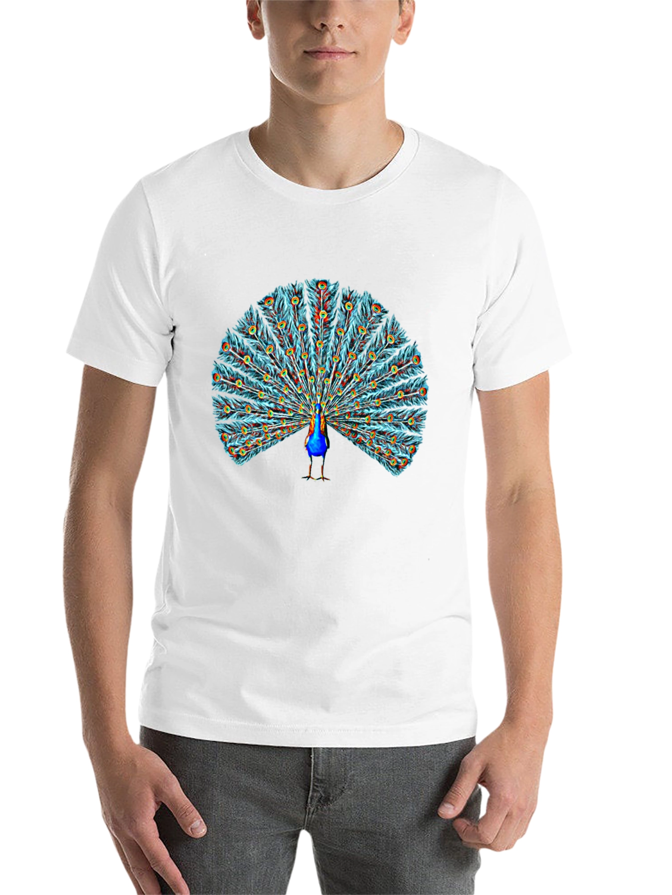 Black Peacock Graphic T-Shirt - Stylish Bird Design - 14