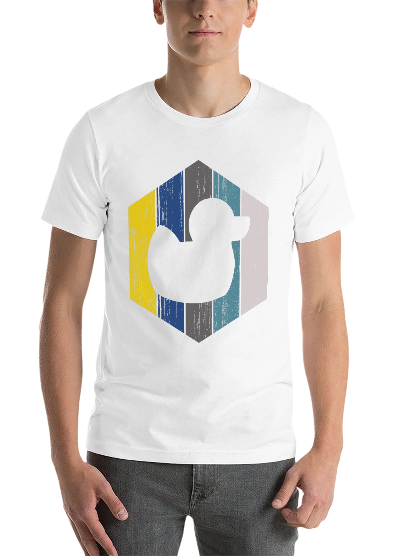 Black Retro Duck Hexagon T-Shirt view 14