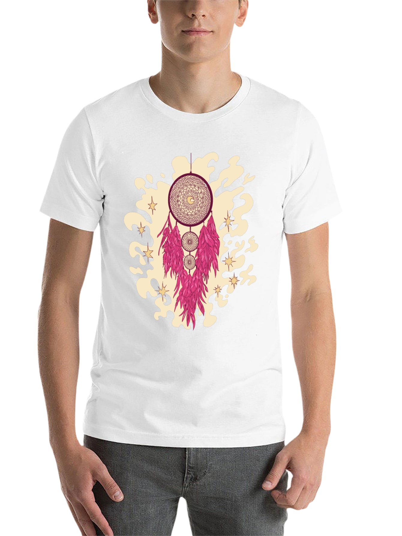 Black Dreamcatcher Graphic Tee - Stylish Black Cotton T-Shirt view 14
