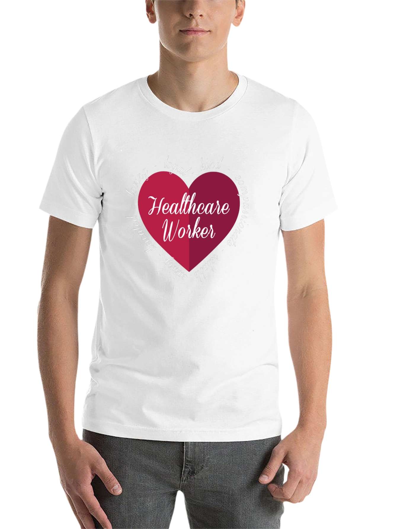 Black Healthcare Worker Heart Graphic Tee - Black view 14