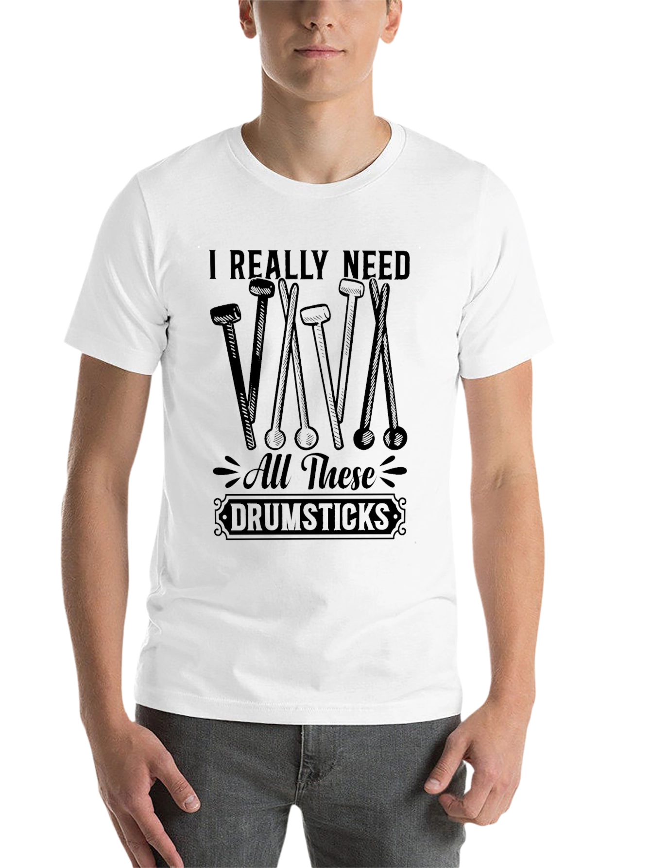 Black I Really Need All These Drumsticks T-Shirt - Black view 14