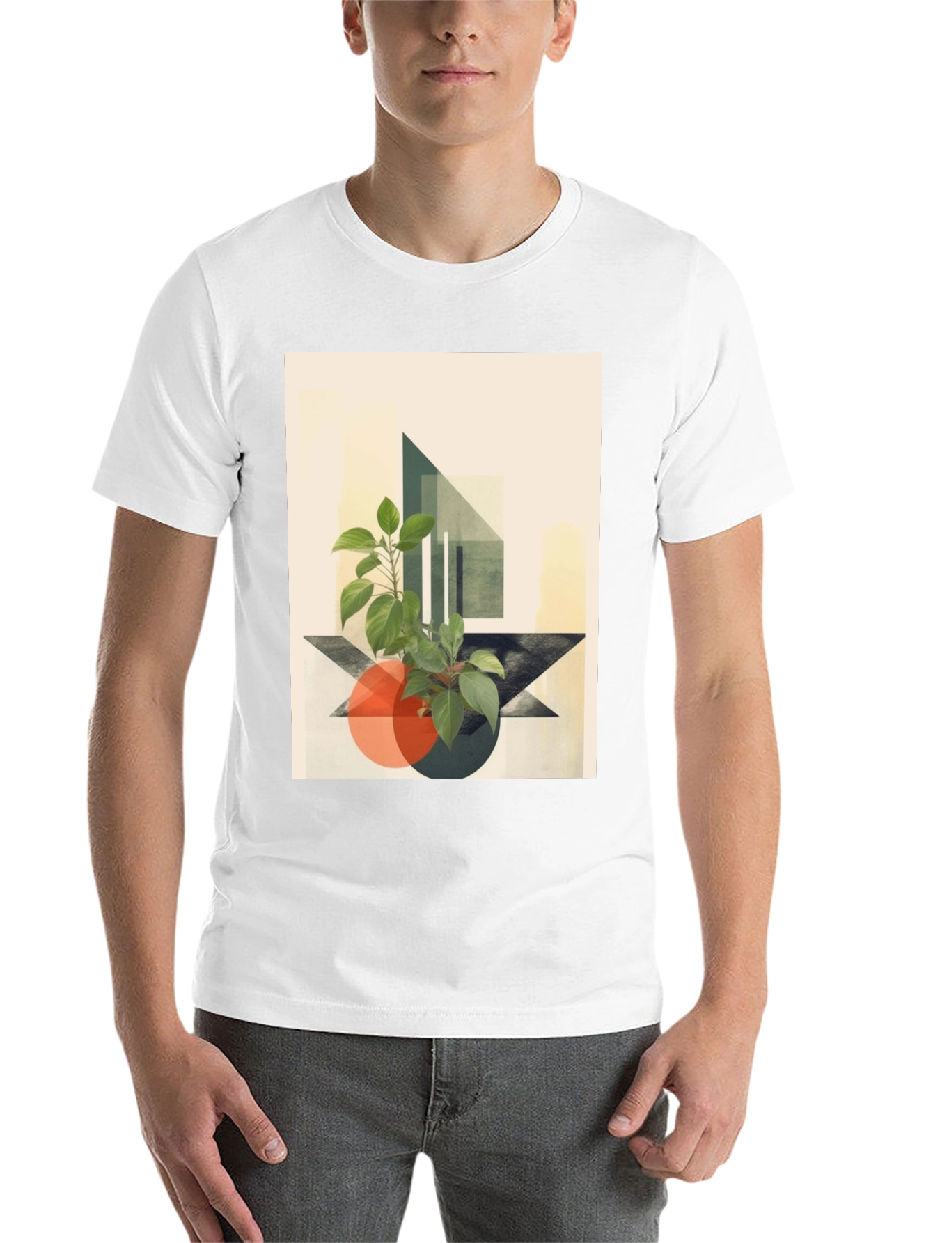 Black Abstract Geometric Plant T-Shirt view 14
