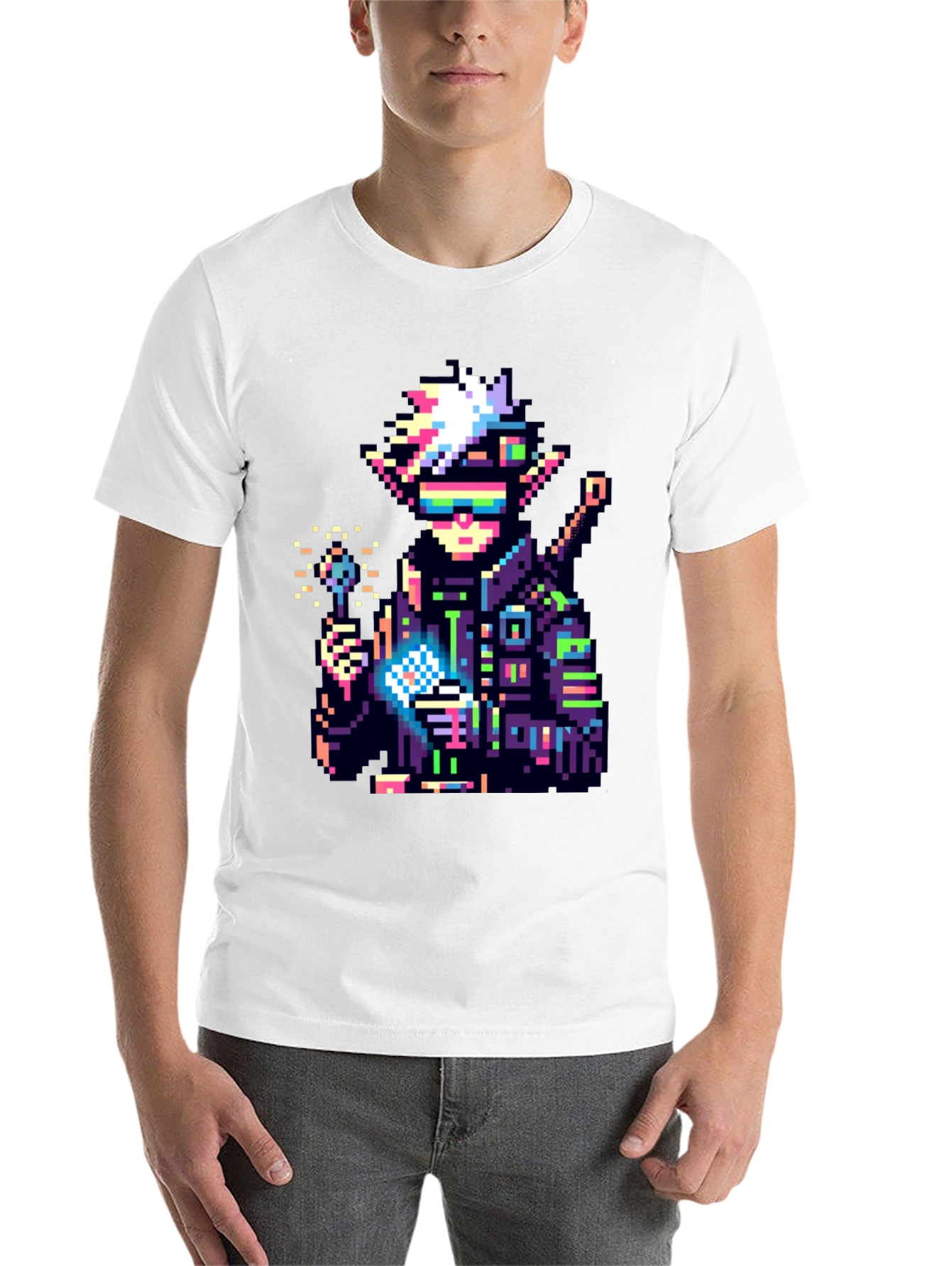 Black Pixel Cyberpunk Elf T-Shirt view 14