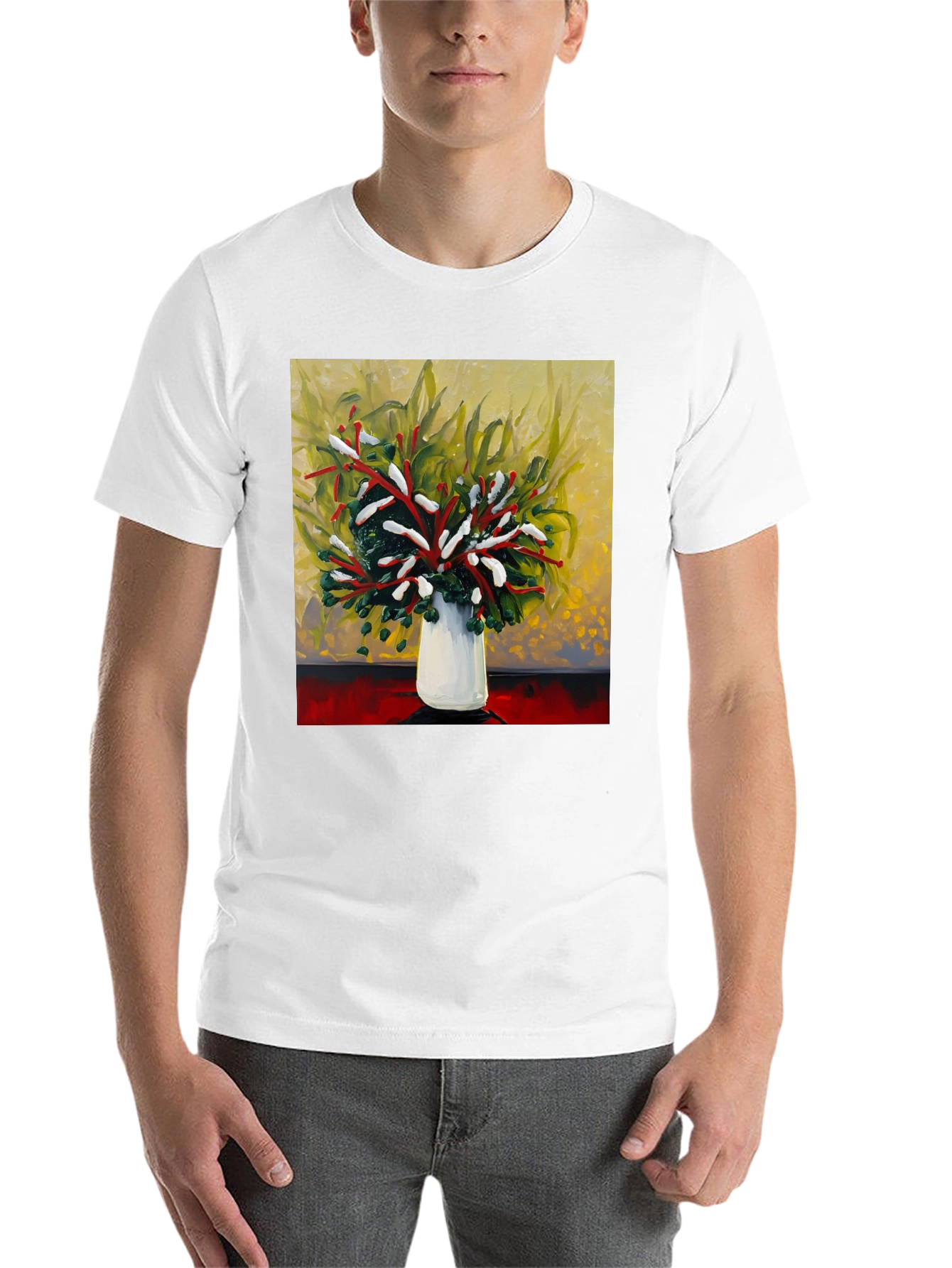 Black Floral Bouquet Graphic Tee - Abstract Art Shirt view 14