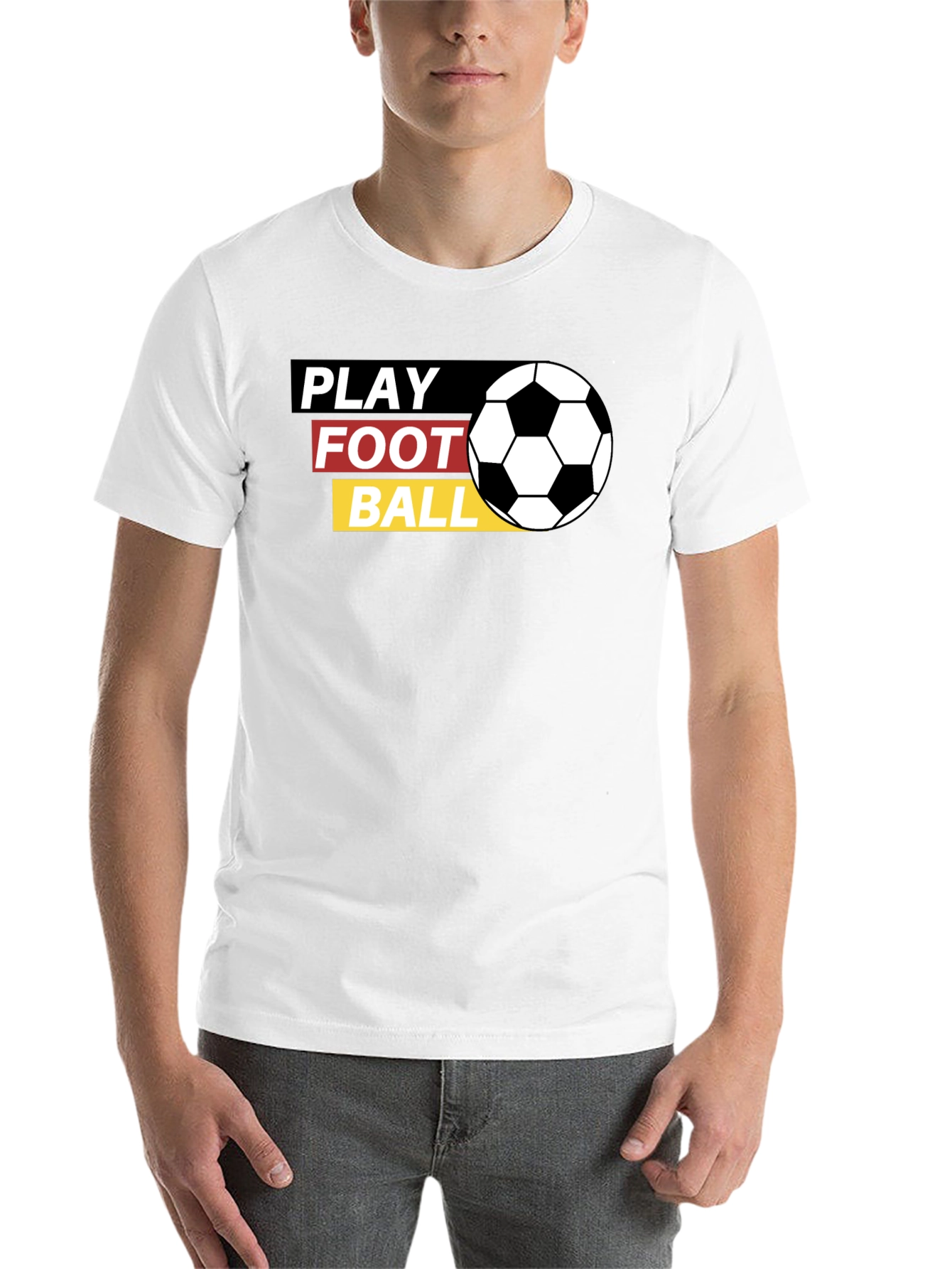 Black Play Football Graphic Tee - Black Cotton T-Shirt view 14