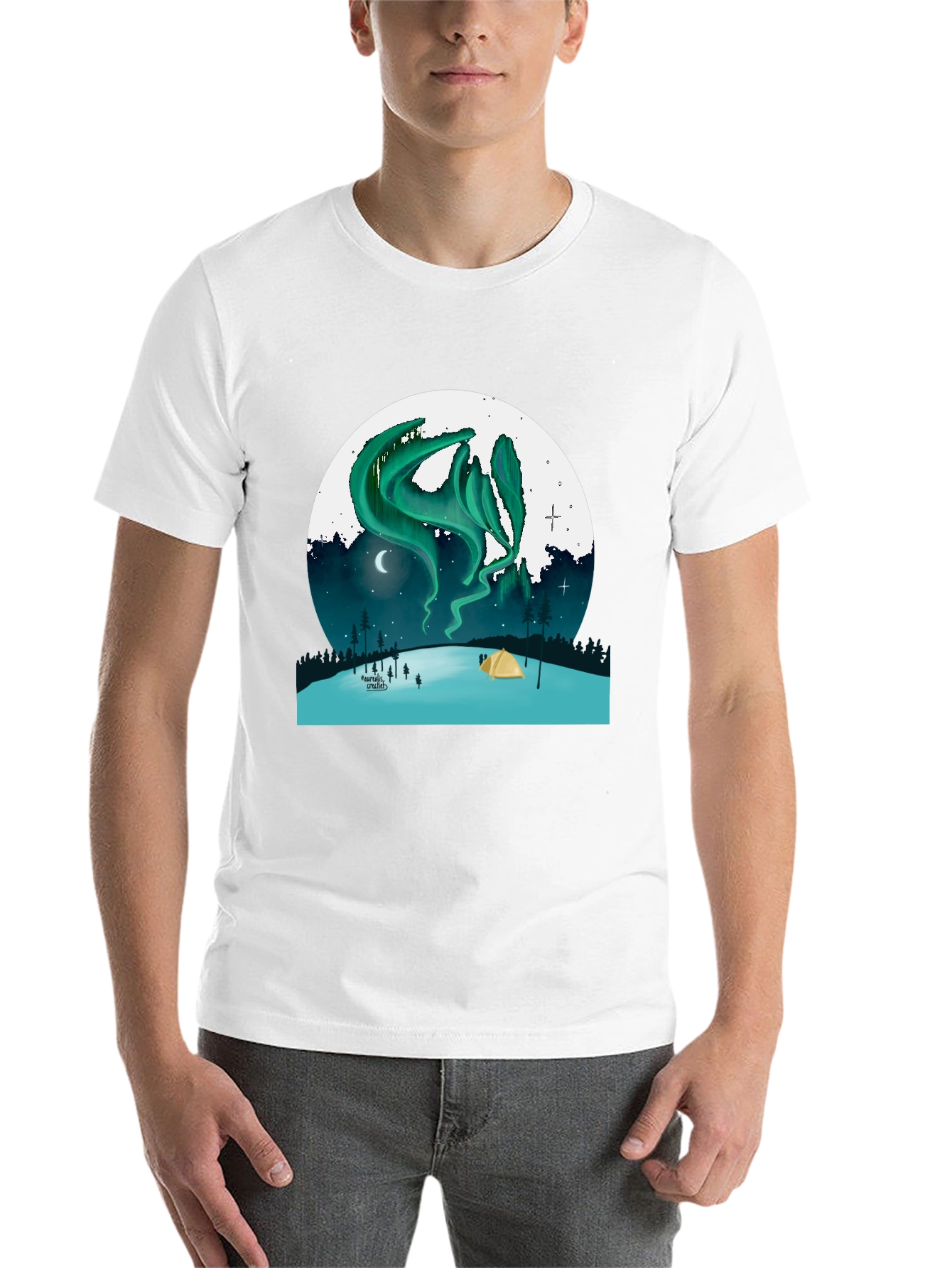 Black Aurora Camping T-Shirt - Northern Lights Adventure Tee view 14