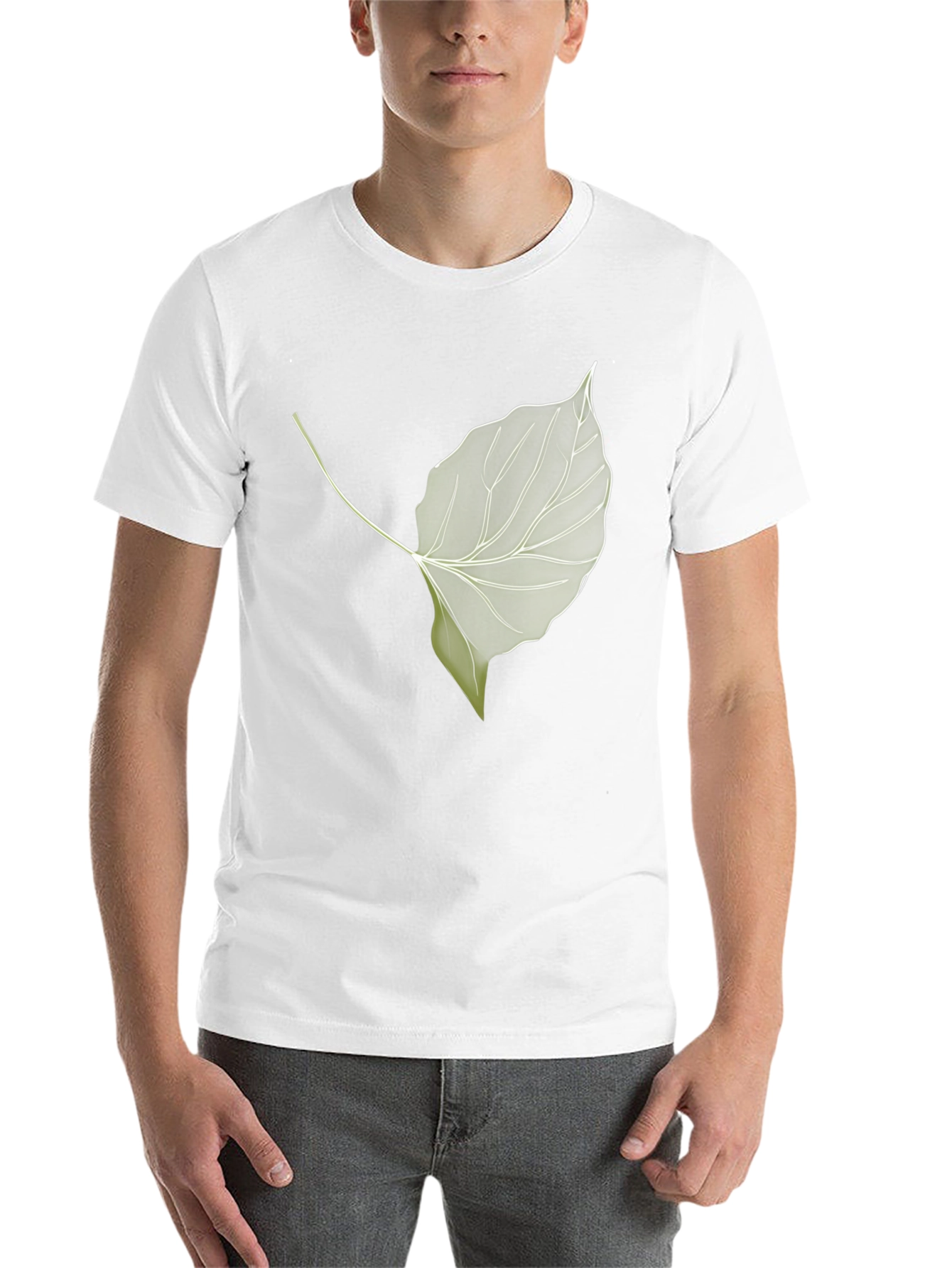 Black Leaf Print Black T-Shirt - Nature Inspired Style view 14