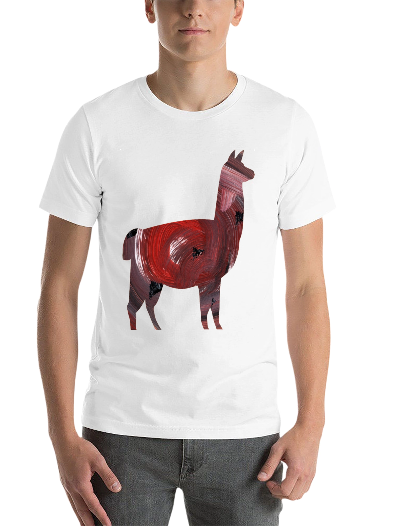 Black Llama Art Print Black Tee view 14