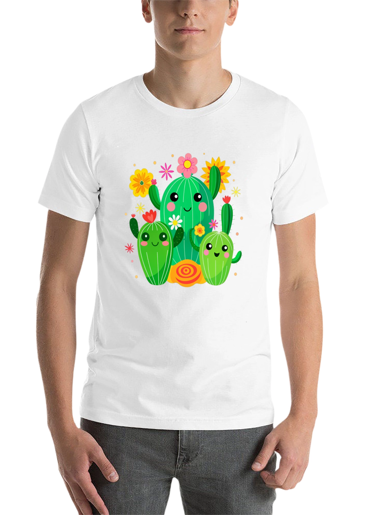 Black Cute Cactus Crew Graphic Tee - Fun & Stylish view 14