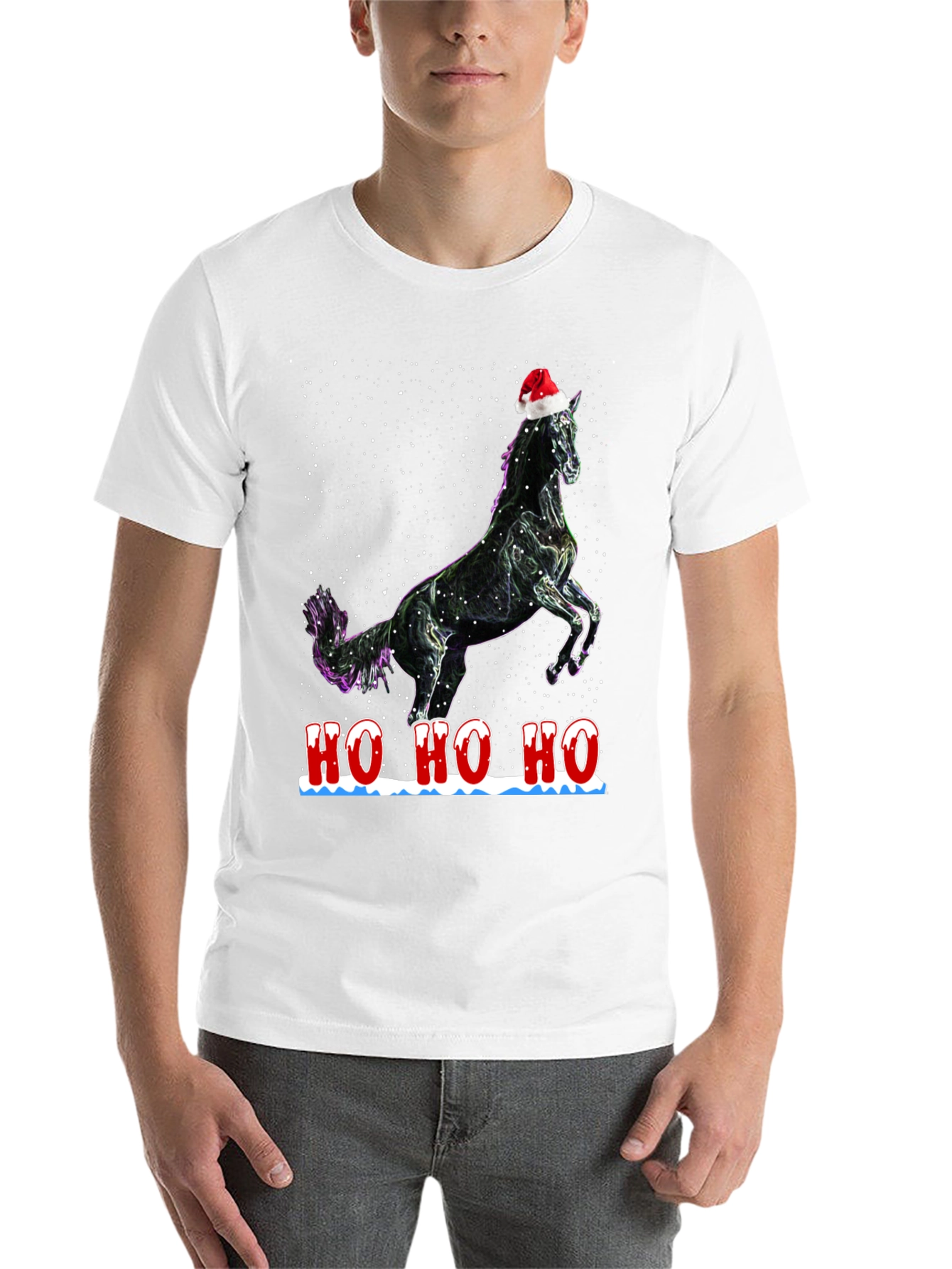 Black Festive Horse T-Shirt - Holiday Cheer view 14