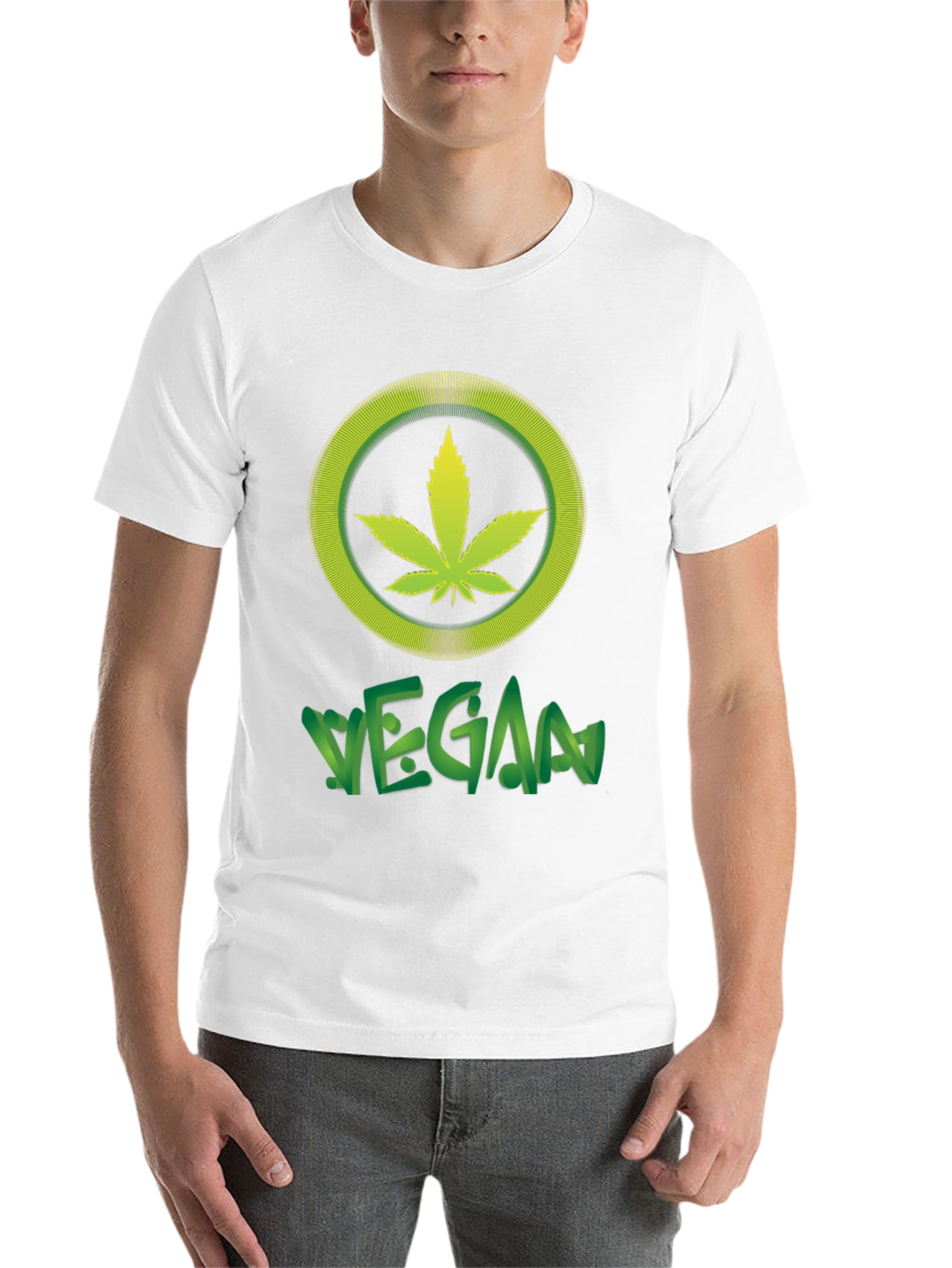 Black Vegan Marijuana Leaf T-Shirt - Black Cotton Tee view 14