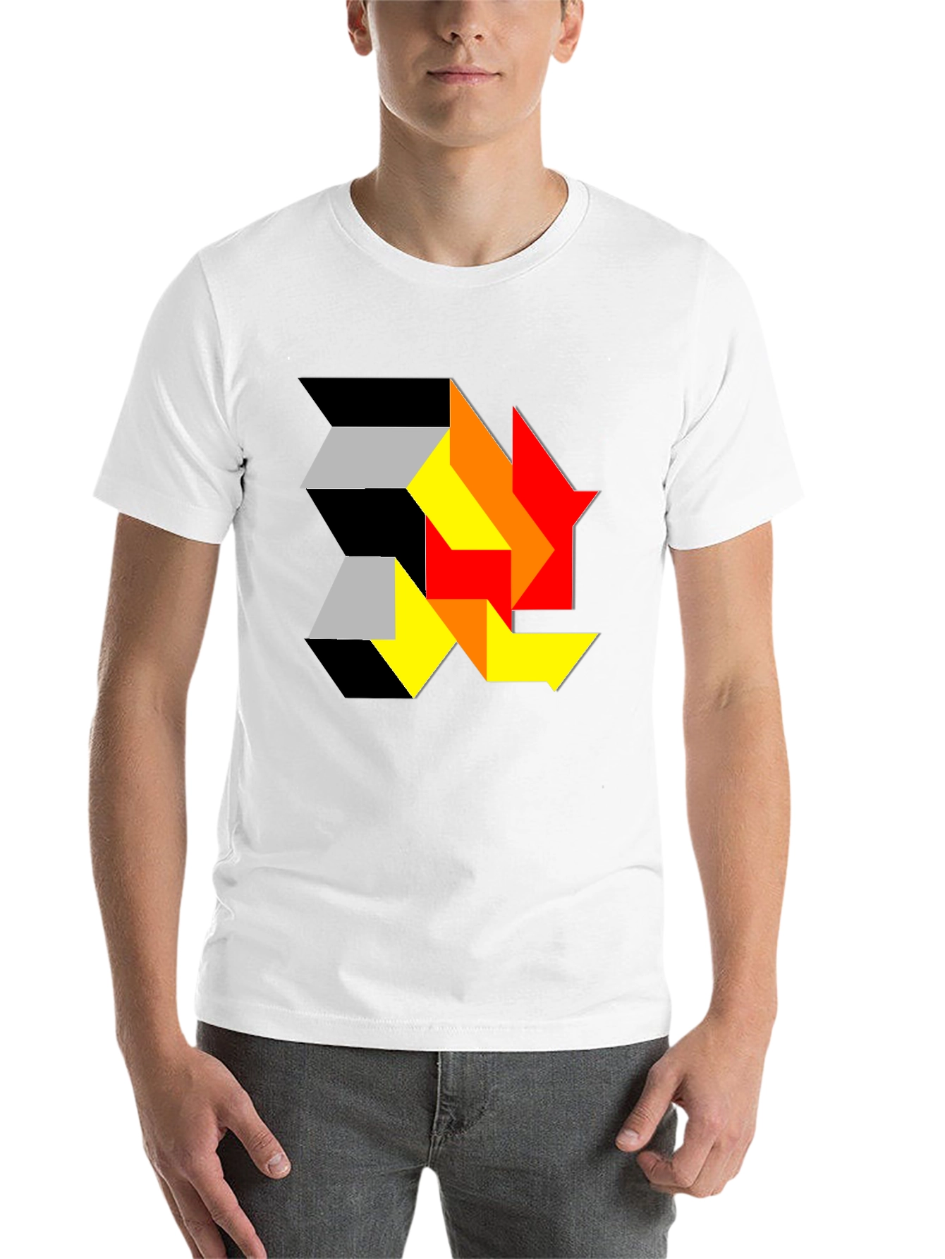 Black Abstract Geometric T-Shirt - Modern Art Design view 14