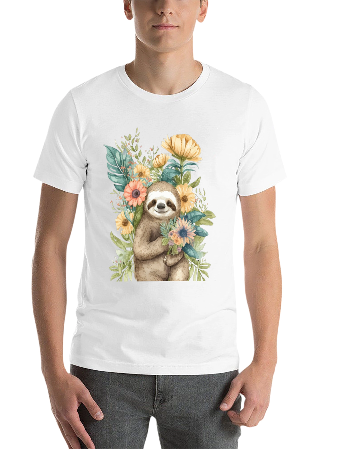 Black Sloth & Floral Graphic Tee view 14