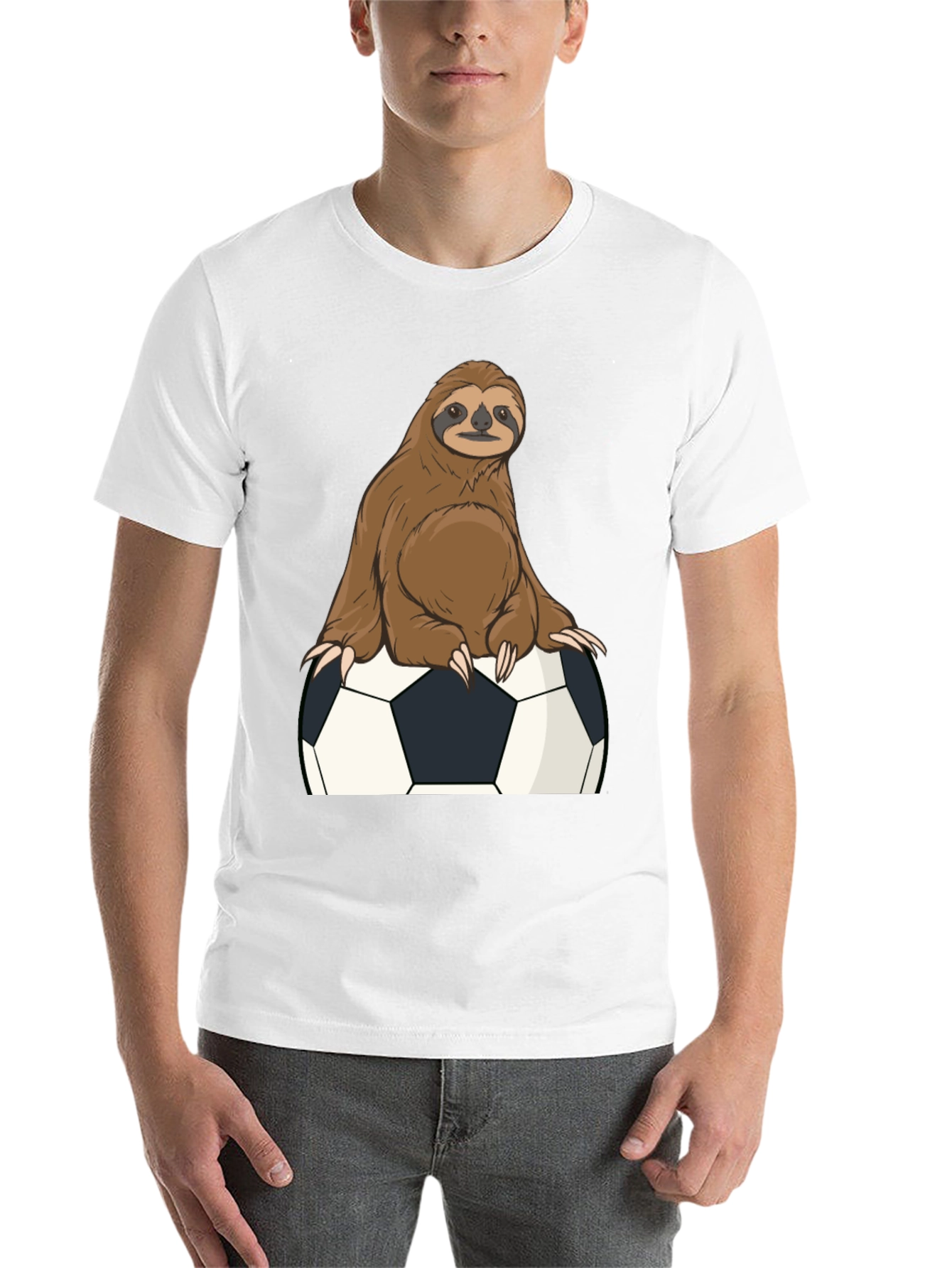 Black Sloth Soccer T-Shirt - Funny Graphic Tee view 14