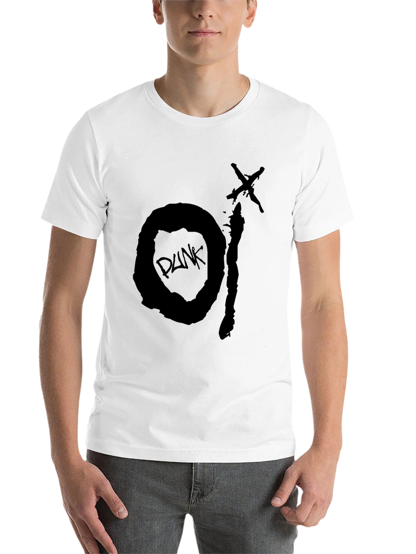 Black Punk Graphic Tee - Distressed Design - 14