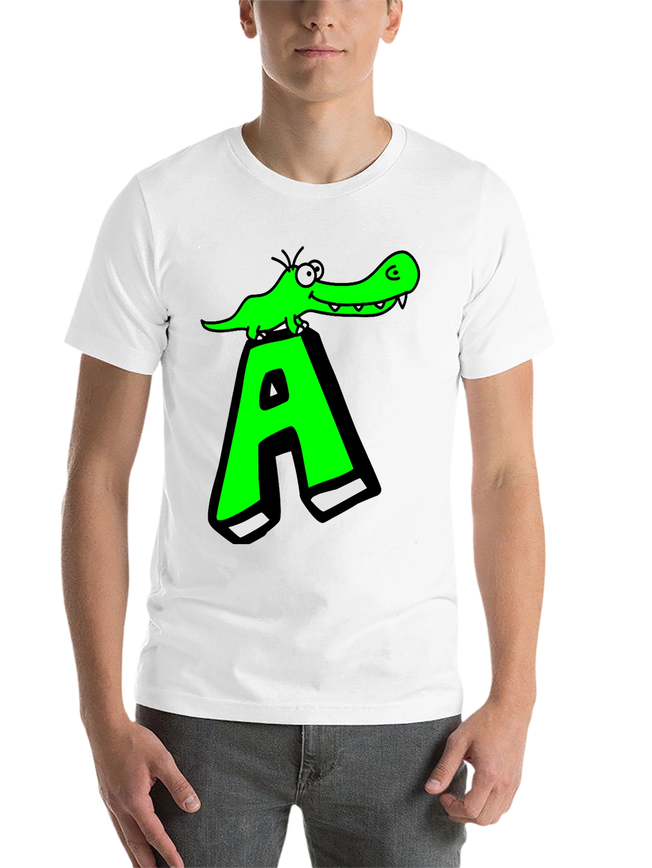 Black Funny Alligator 'A' Graphic T-Shirt view 14