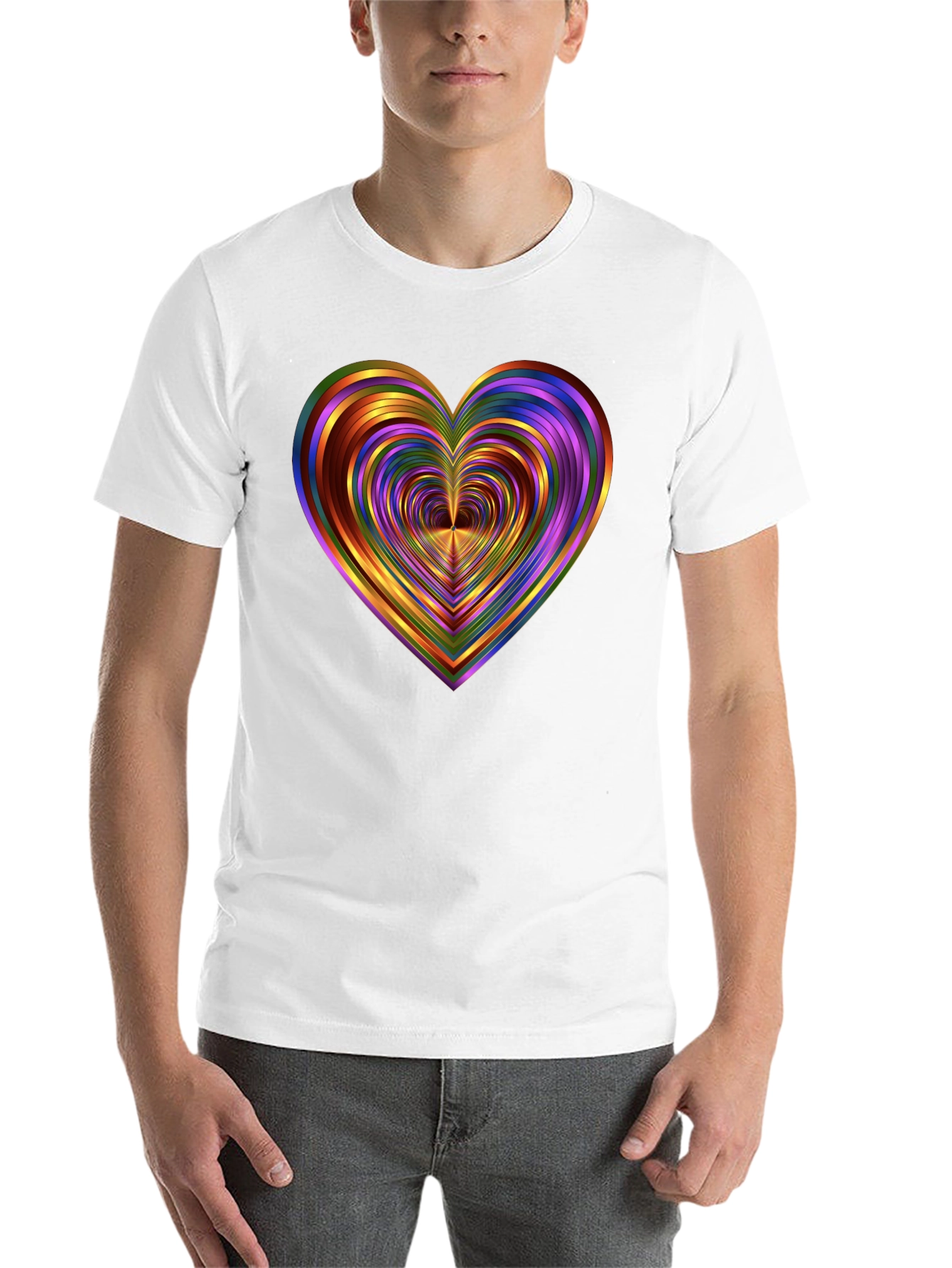 Black Rainbow Heart Graphic Tee - Unique Design view 14