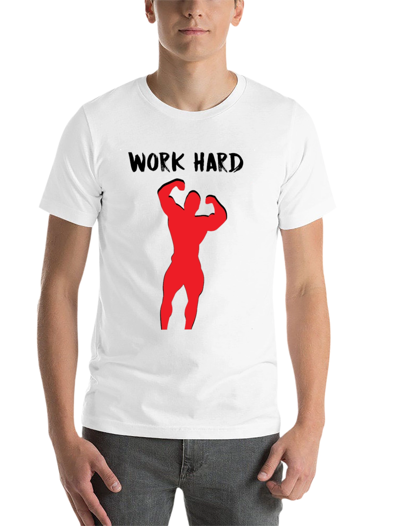 Black Work Hard Bodybuilding Black T-Shirt view 14