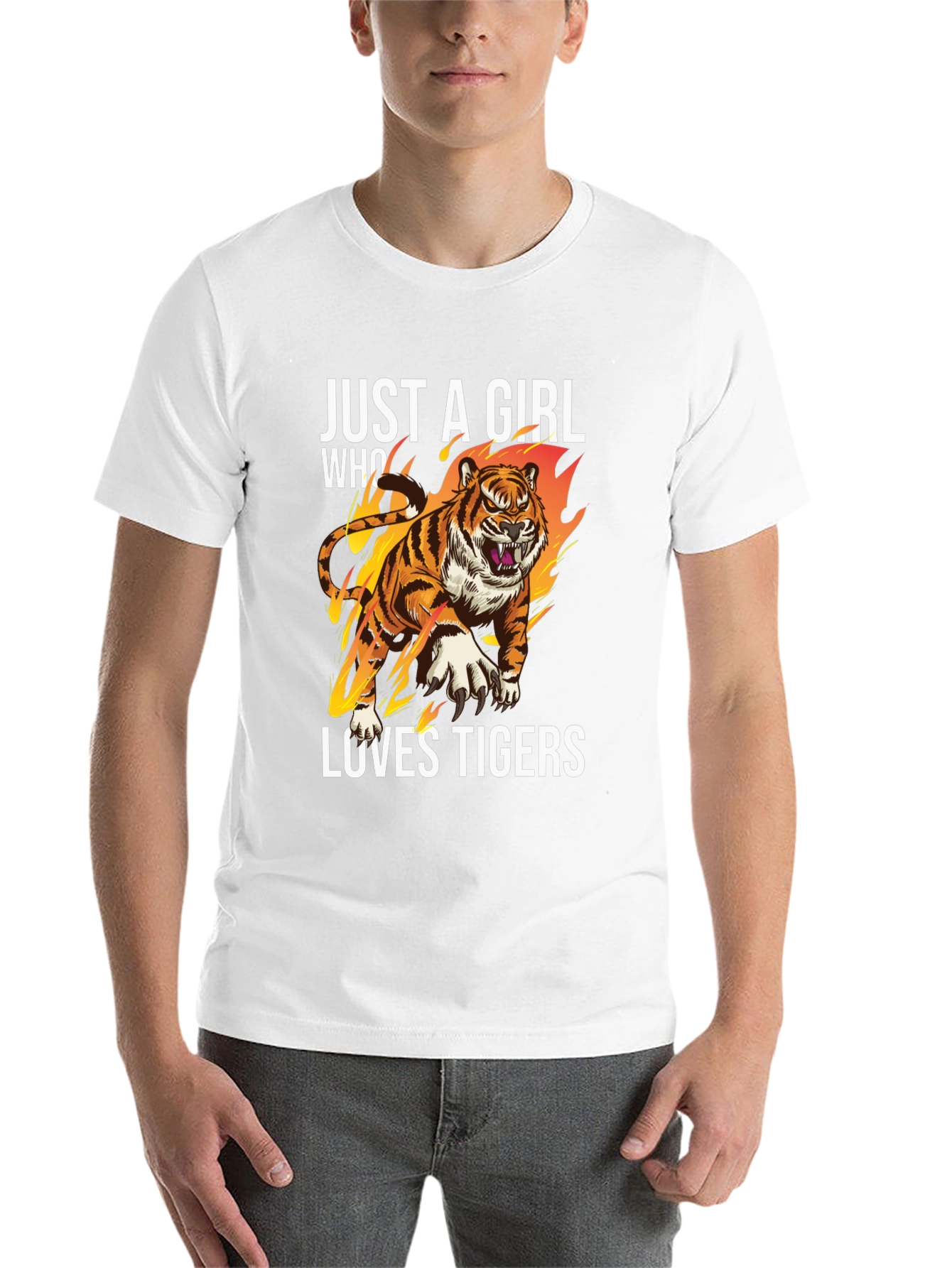 Black Just A Girl Who Loves Tigers Graphic T-Shirt view 14