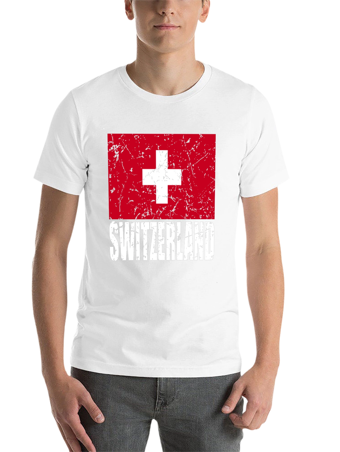 Switzerland Flag Graphic T-Shirt - Black - 14