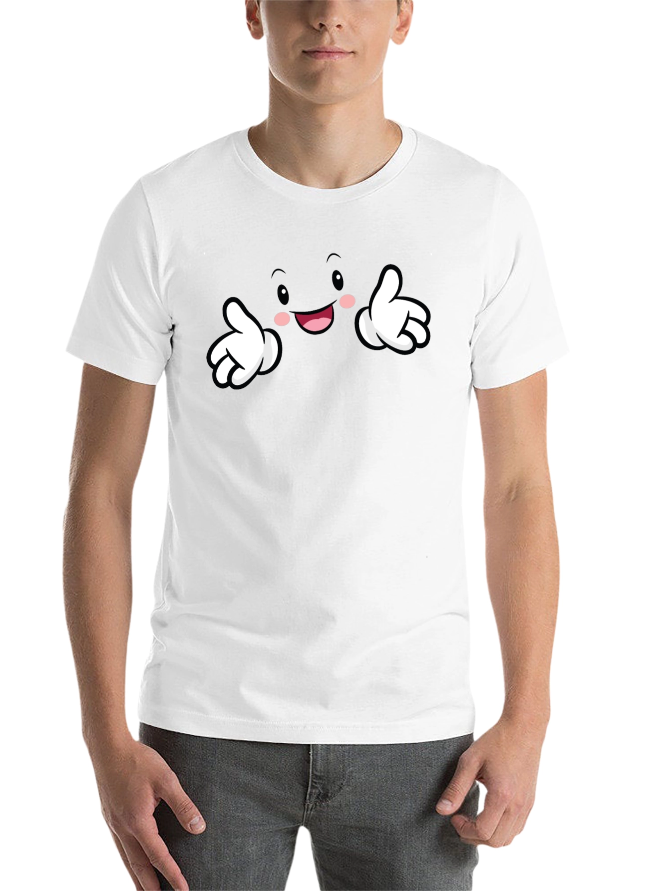 Black Funny Cartoon Face Black T-Shirt view 14